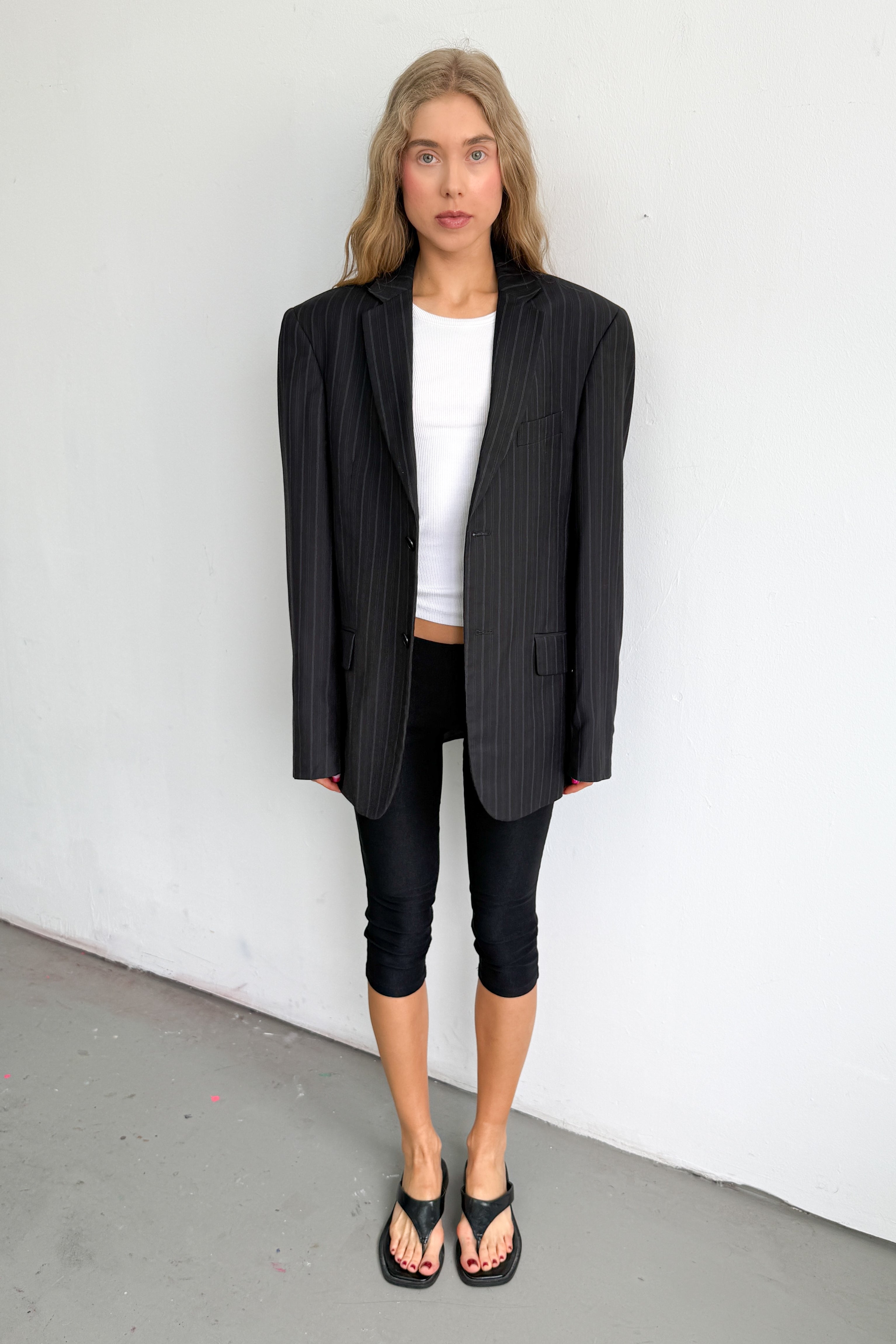 Oversized Blazer Dark Blue Striped