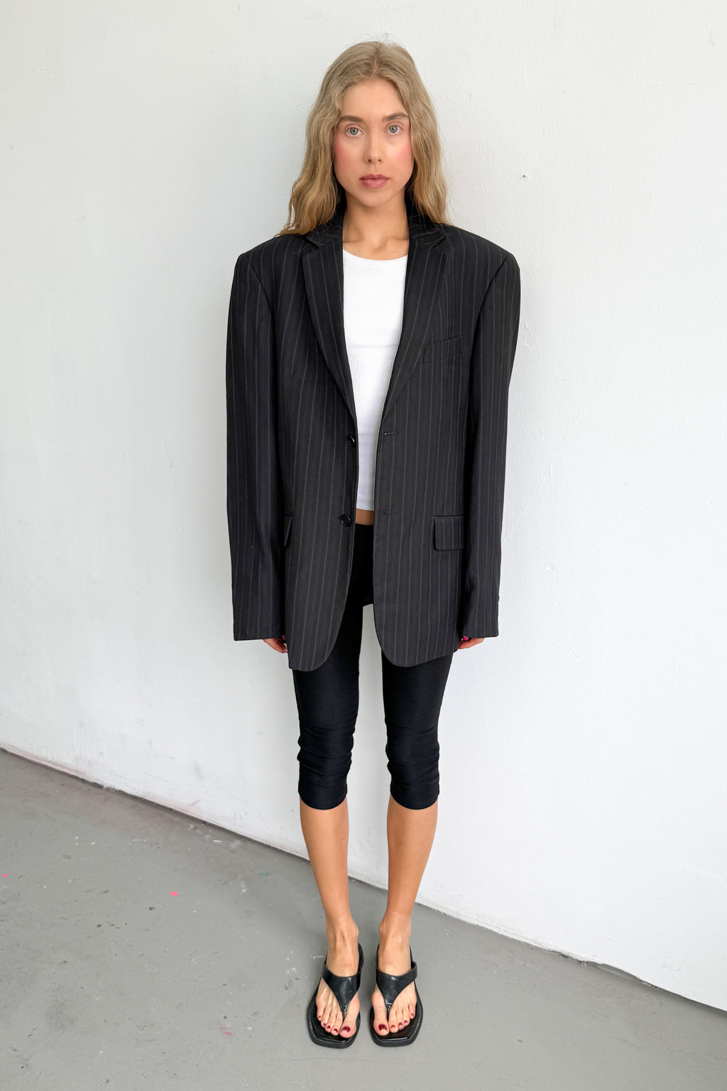 Oversized Blazer Dark Blue Striped
