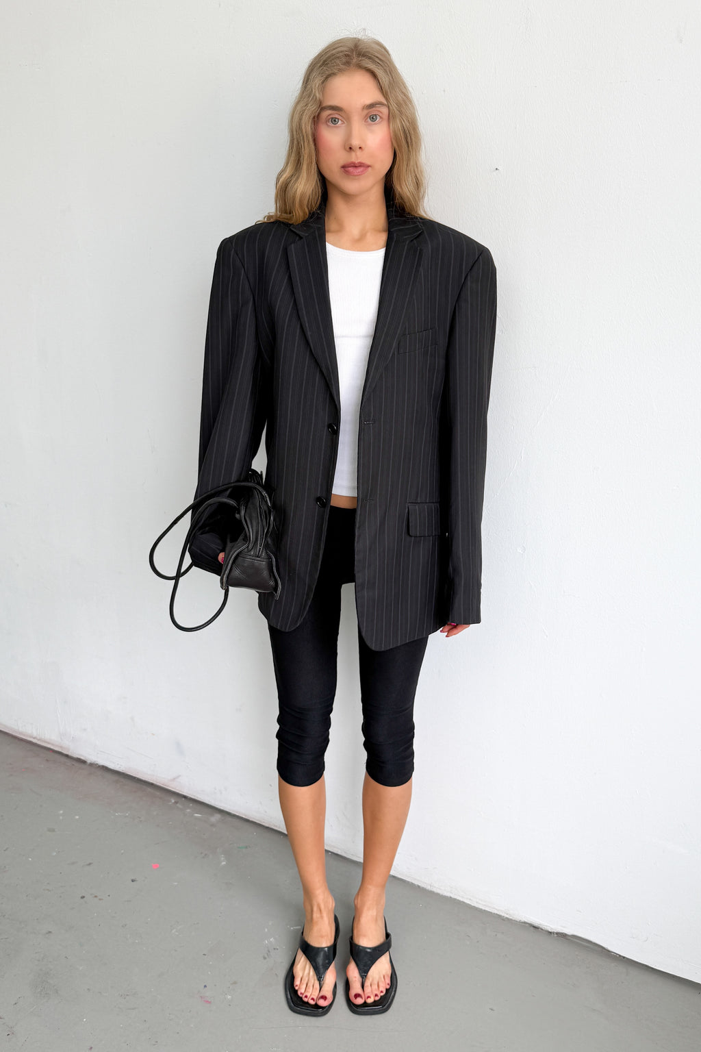 Oversized Blazer Dark Blue Striped