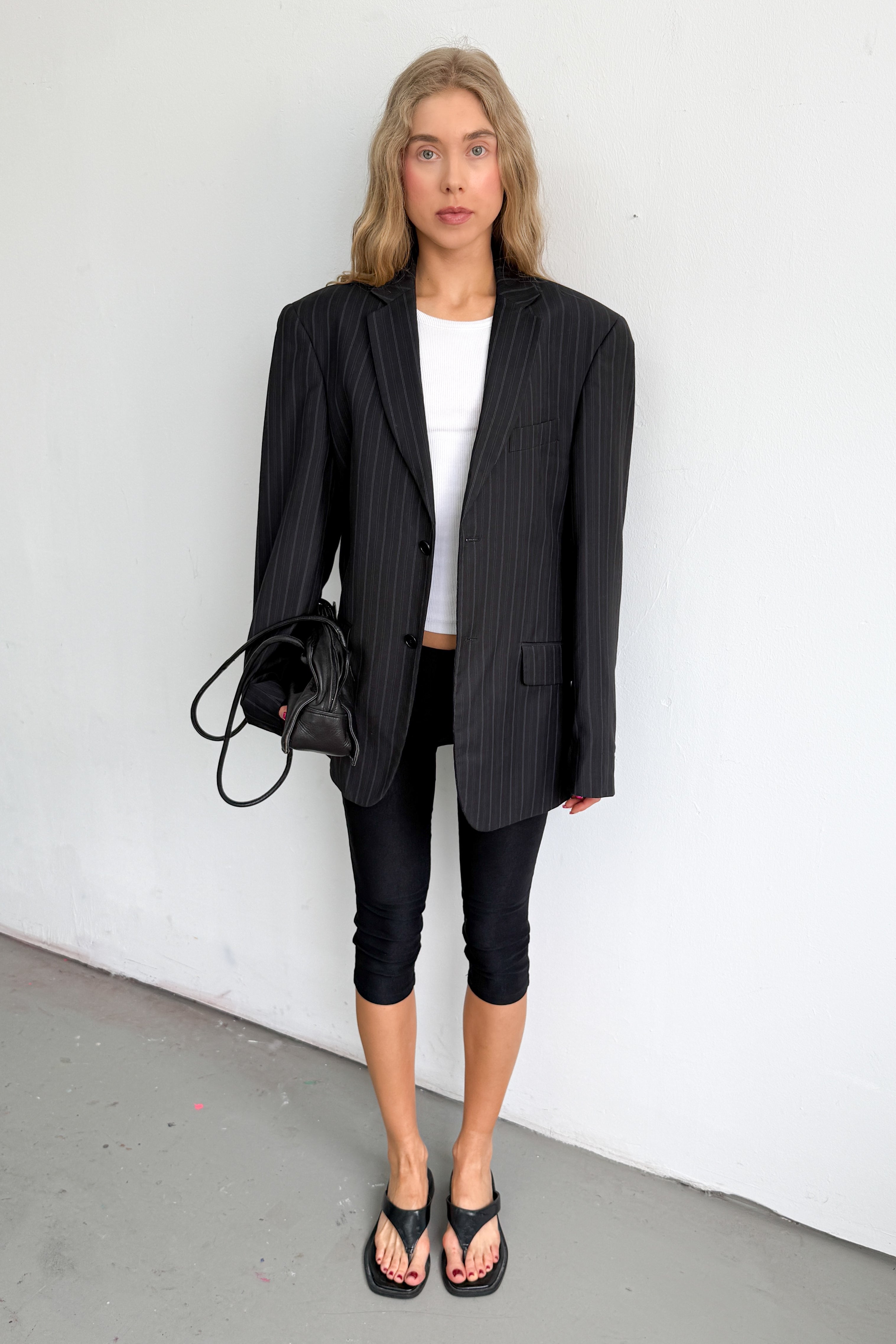 Oversized Blazer Dark Blue Striped