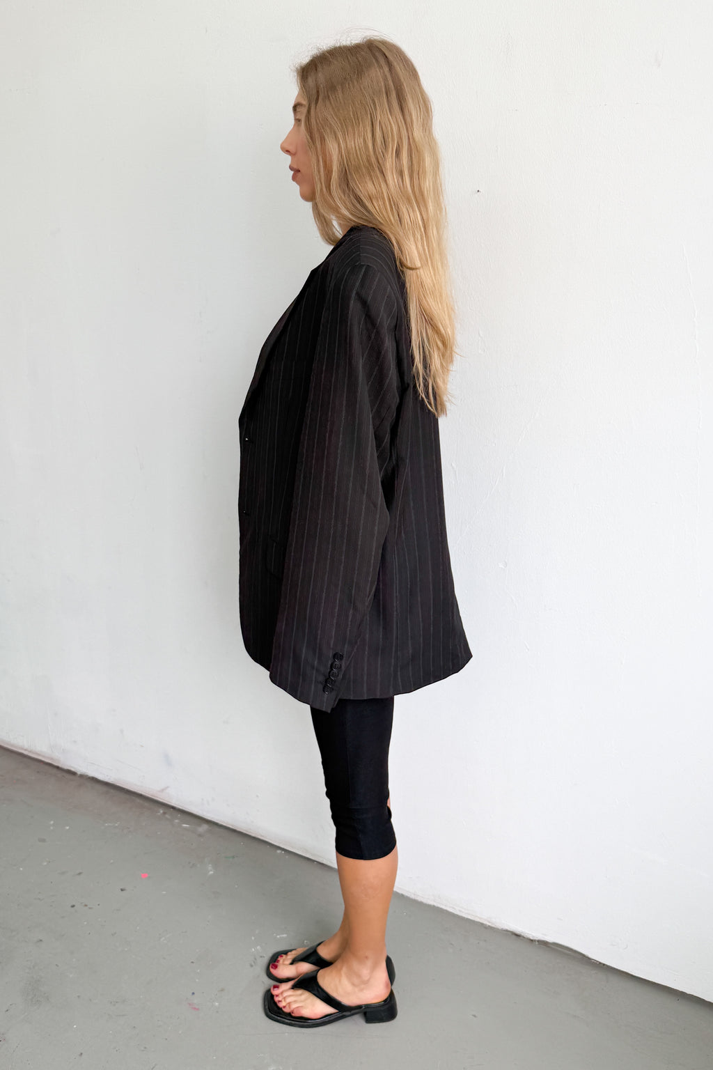 Oversized Blazer Dark Blue Striped