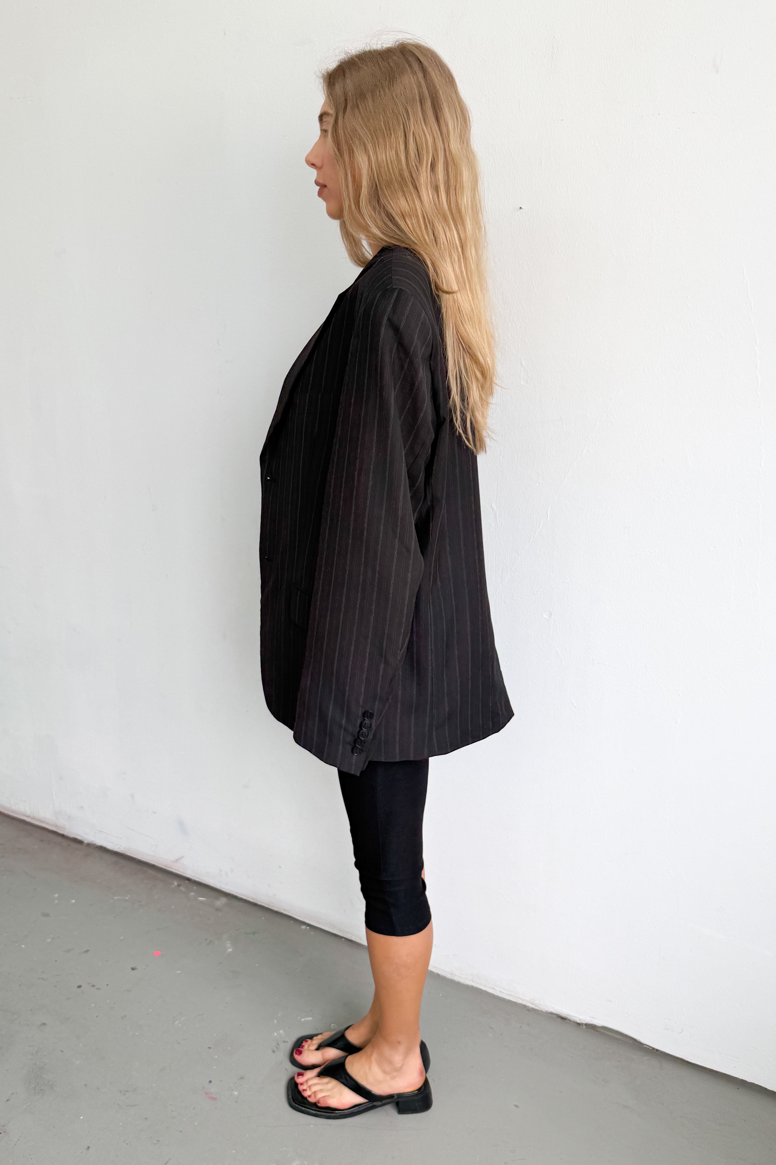 Oversized Blazer Dark Blue Striped