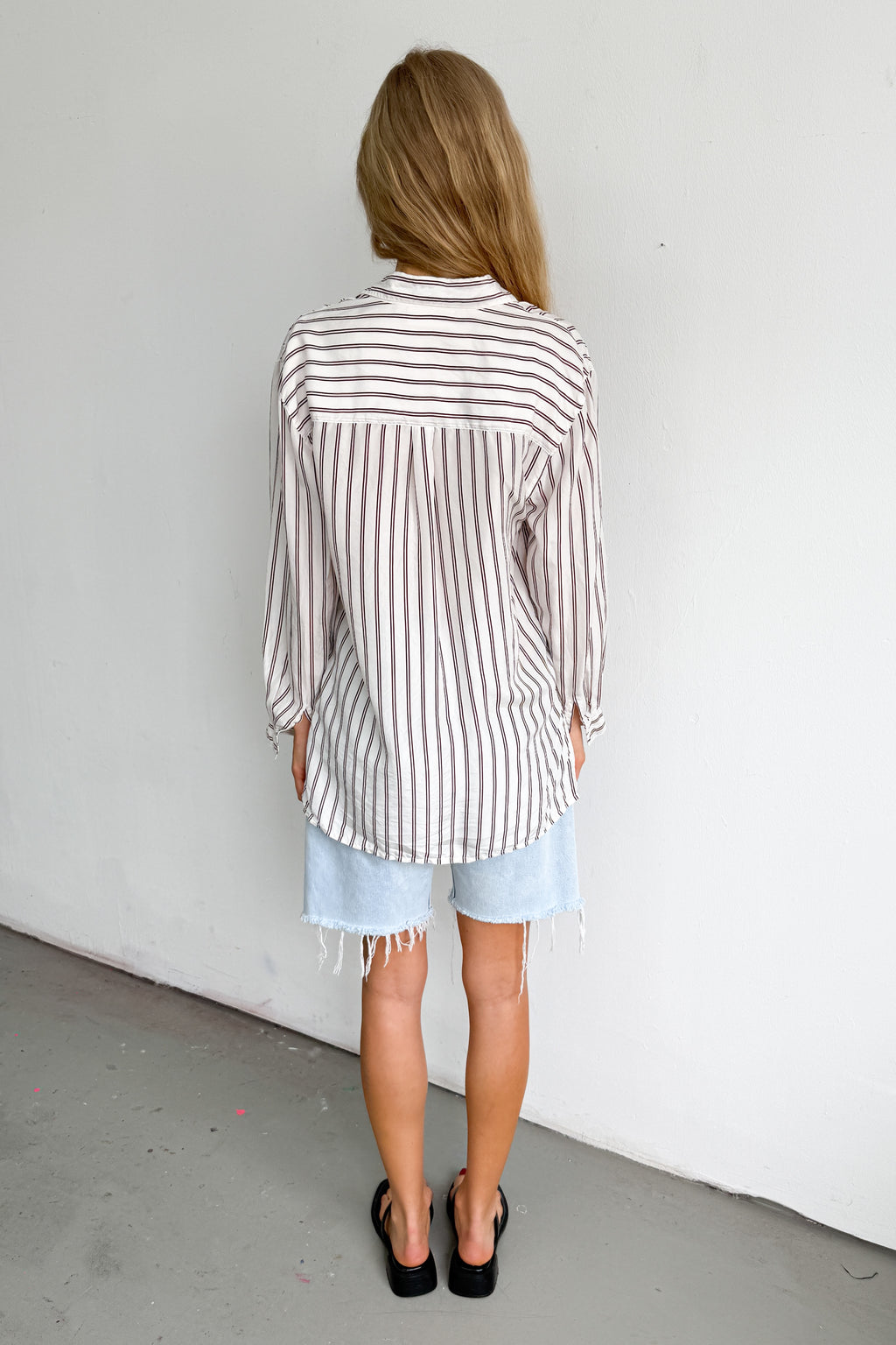 Silk Blouse Striped White Red
