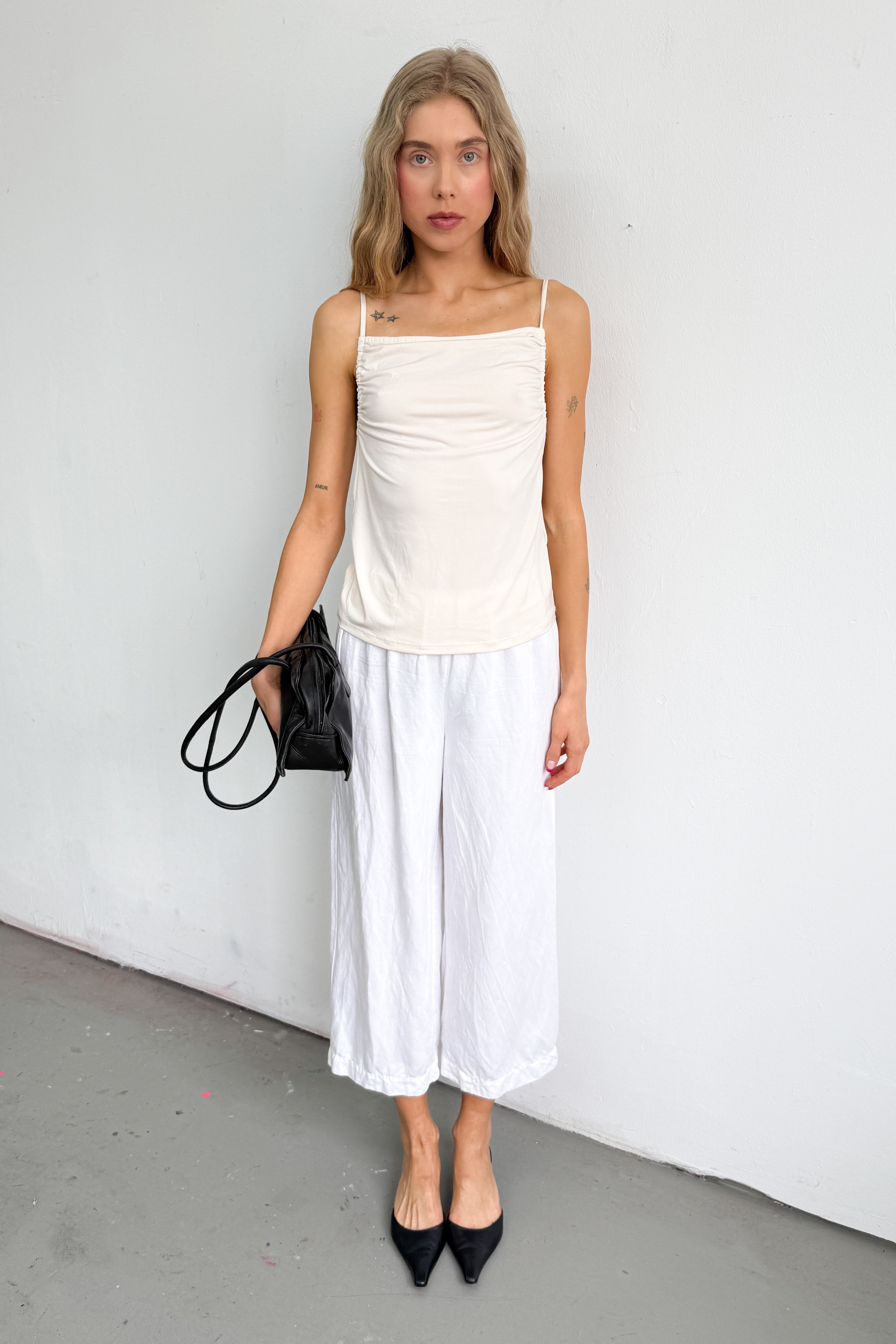 Light Yellow Top Strap Ruffle