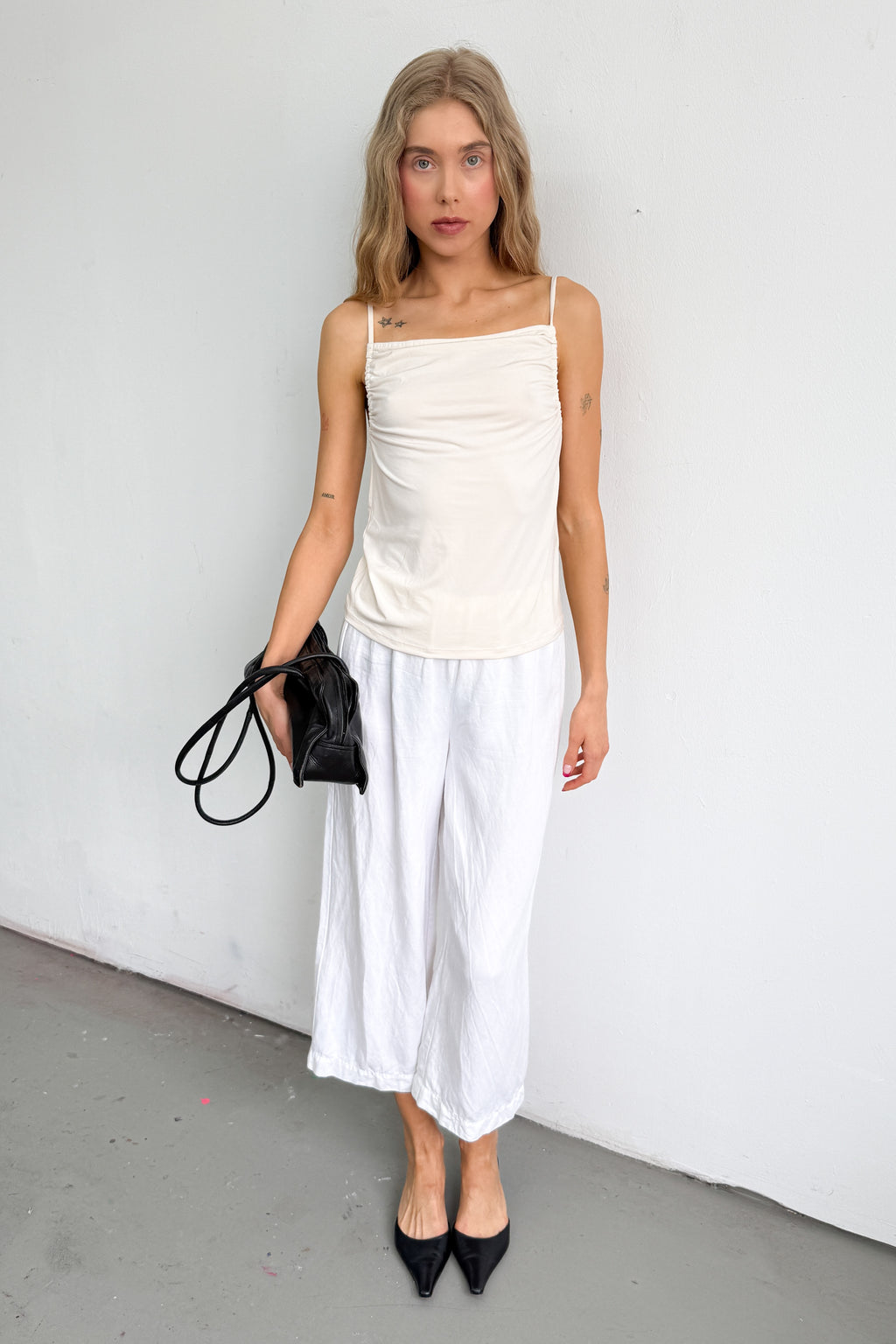 Light Yellow Top Strap Ruffle