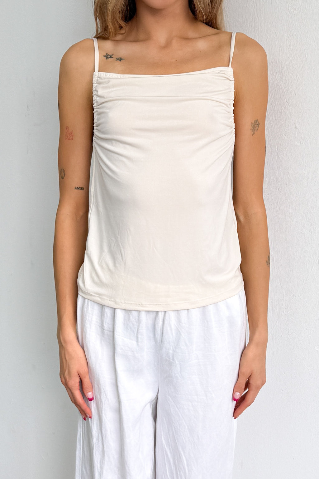 Light Yellow Top Strap Ruffle