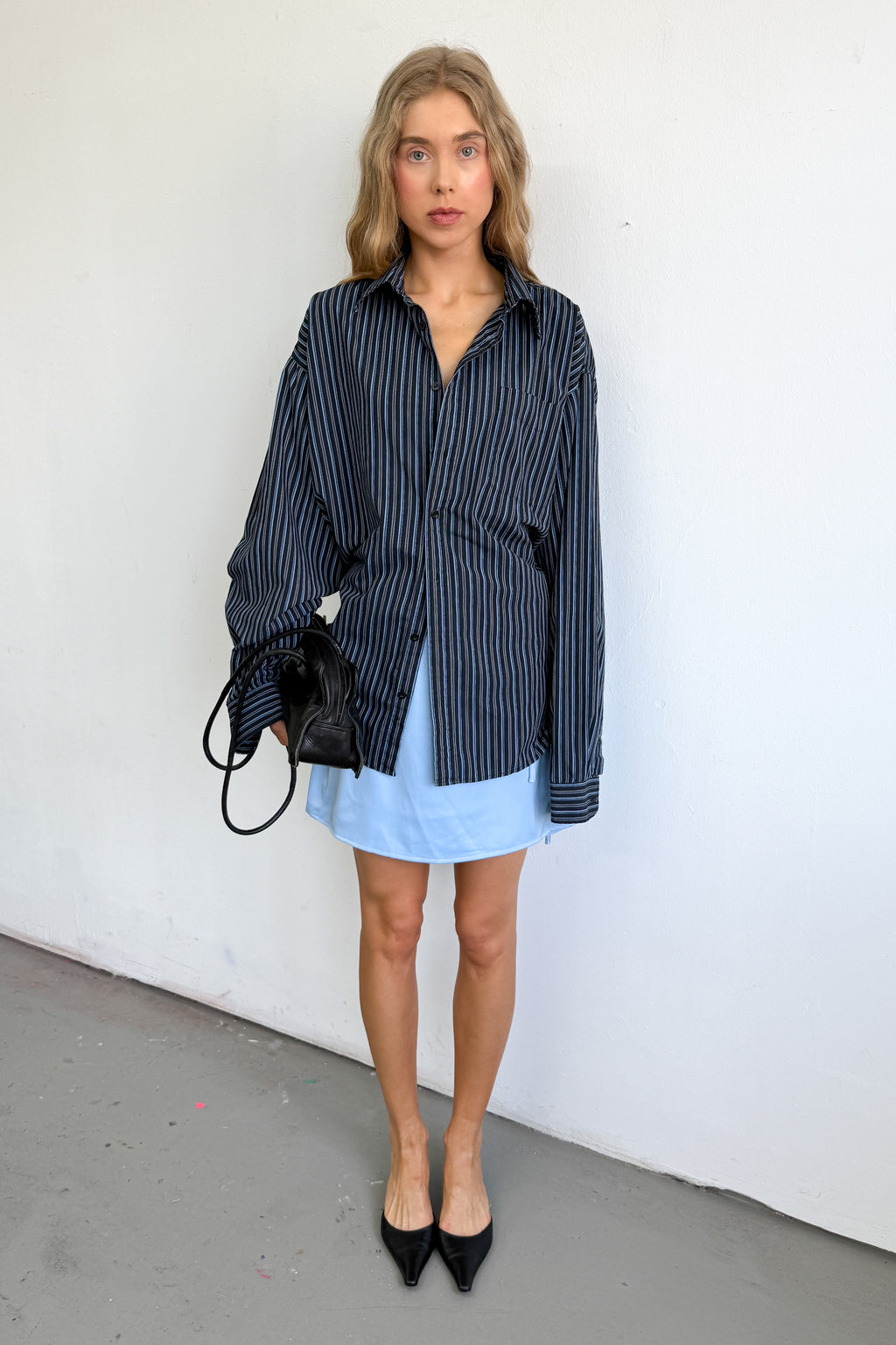 Dark Blue Striped Shirt