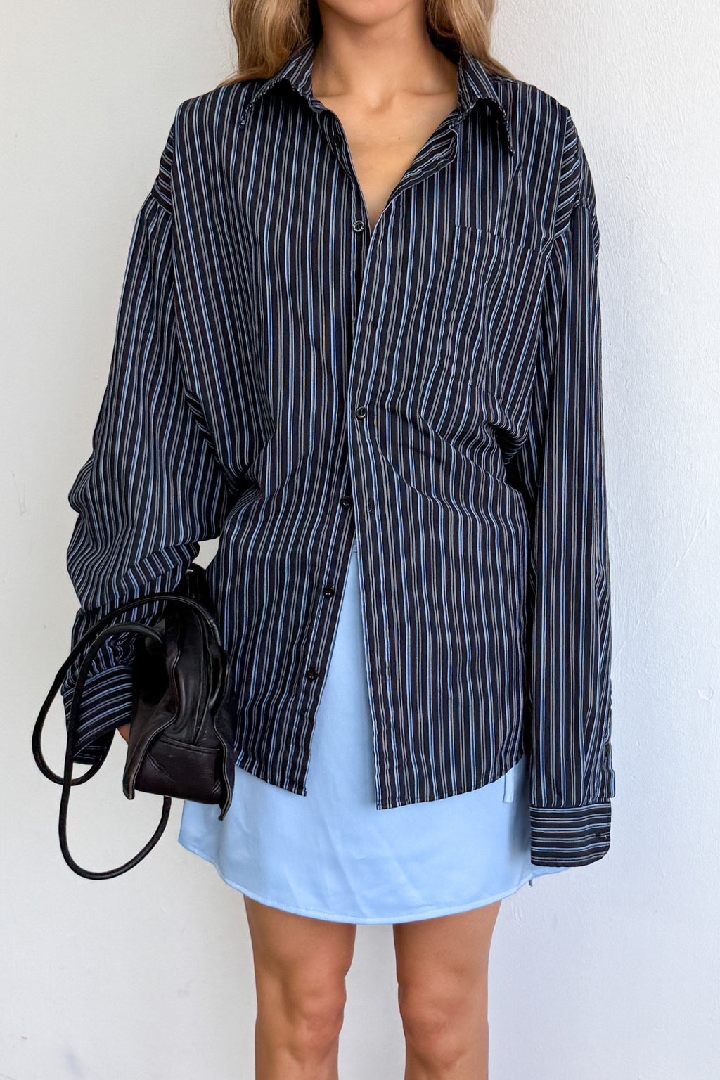 Dark Blue Striped Shirt