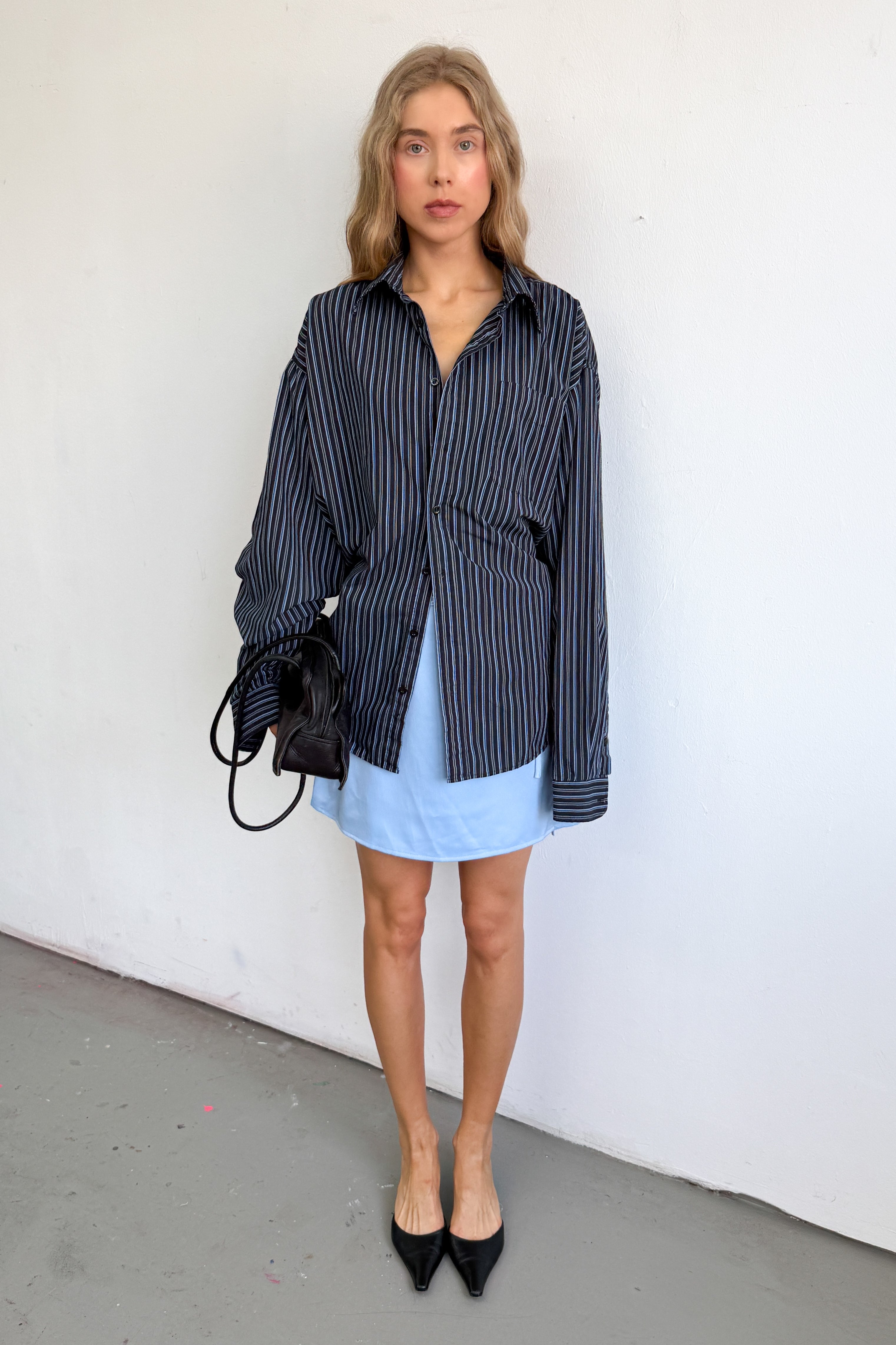Dark Blue Striped Shirt