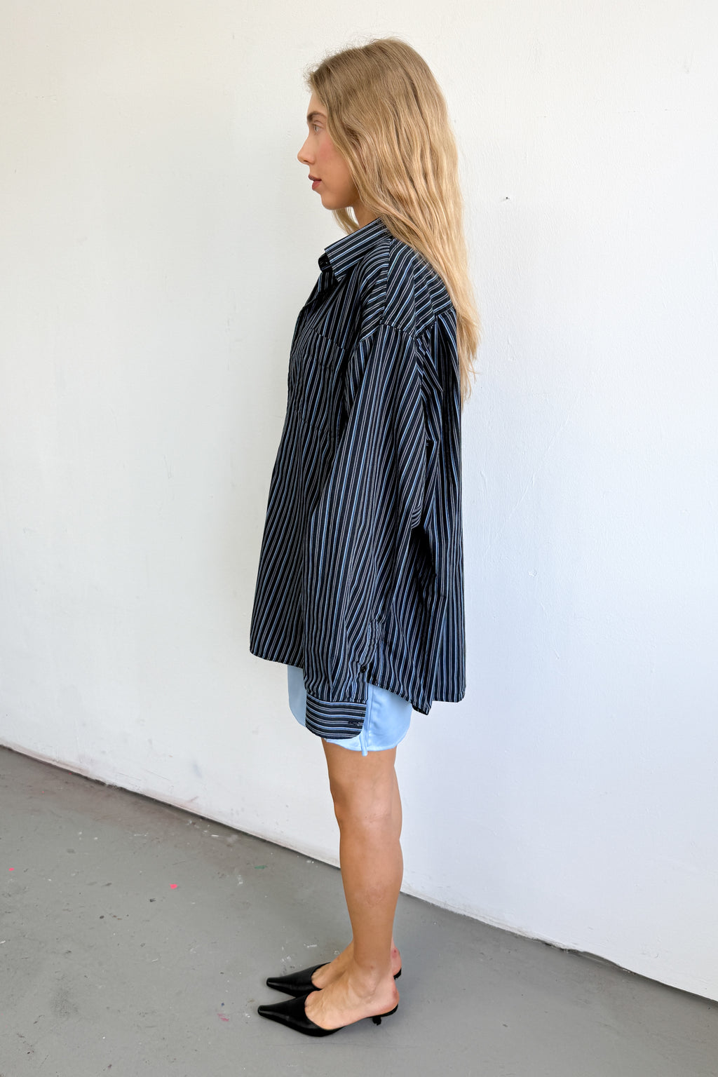 Dark Blue Striped Shirt