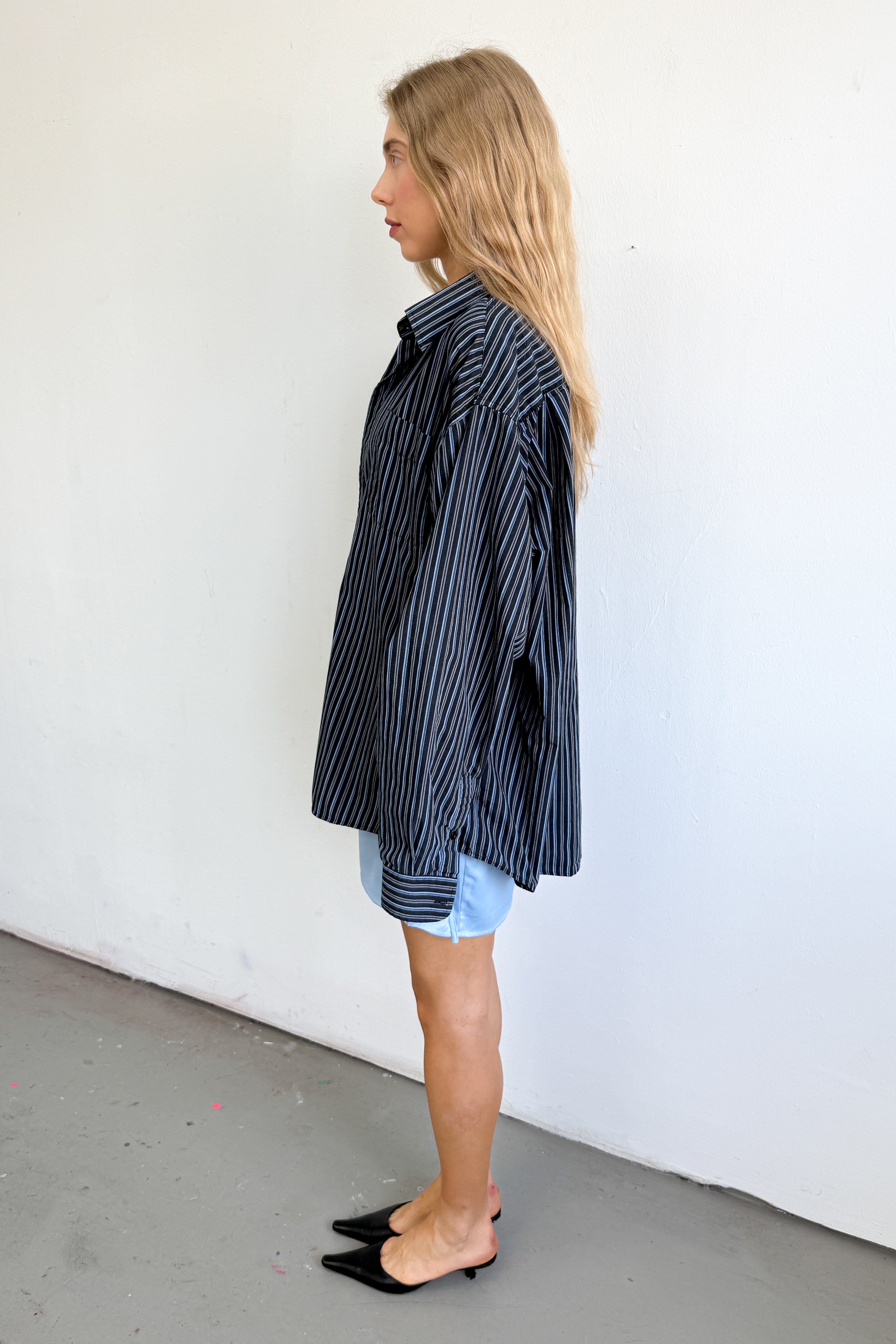 Dark Blue Striped Shirt