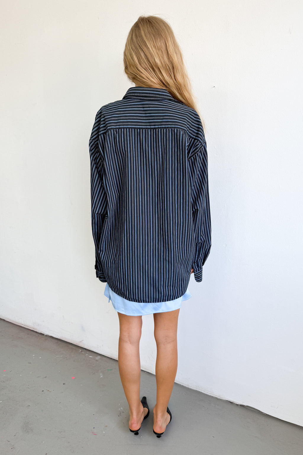 Dark Blue Striped Shirt