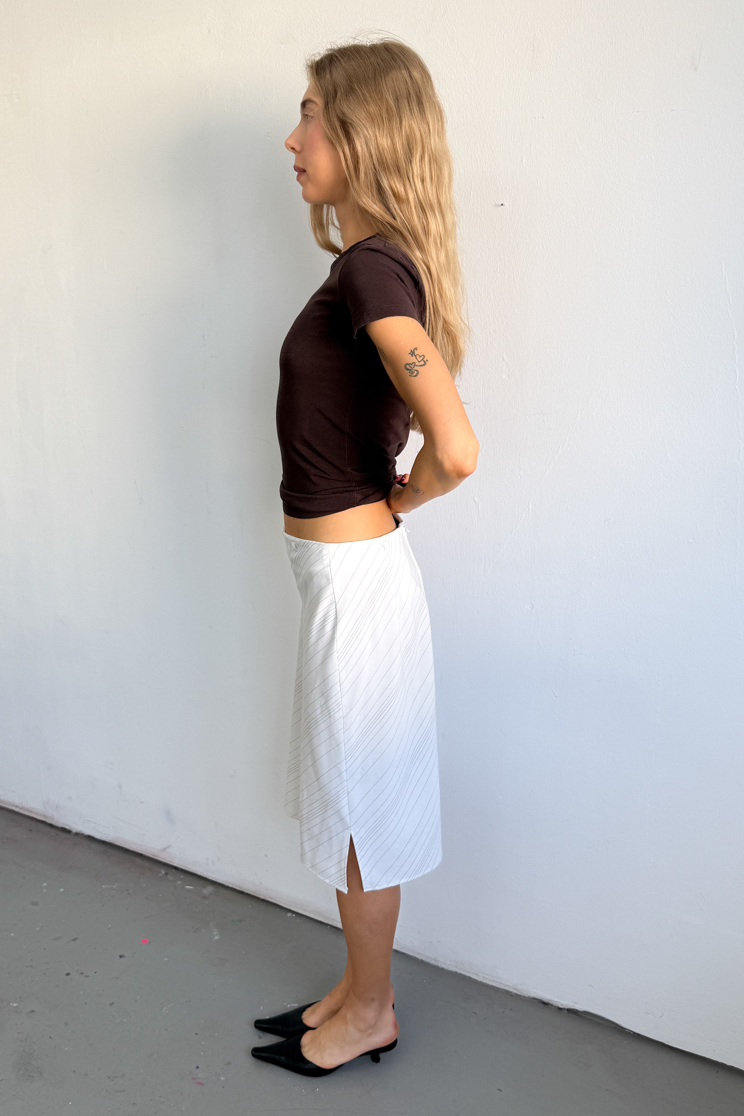 Offwhite Skirt Pinstripe