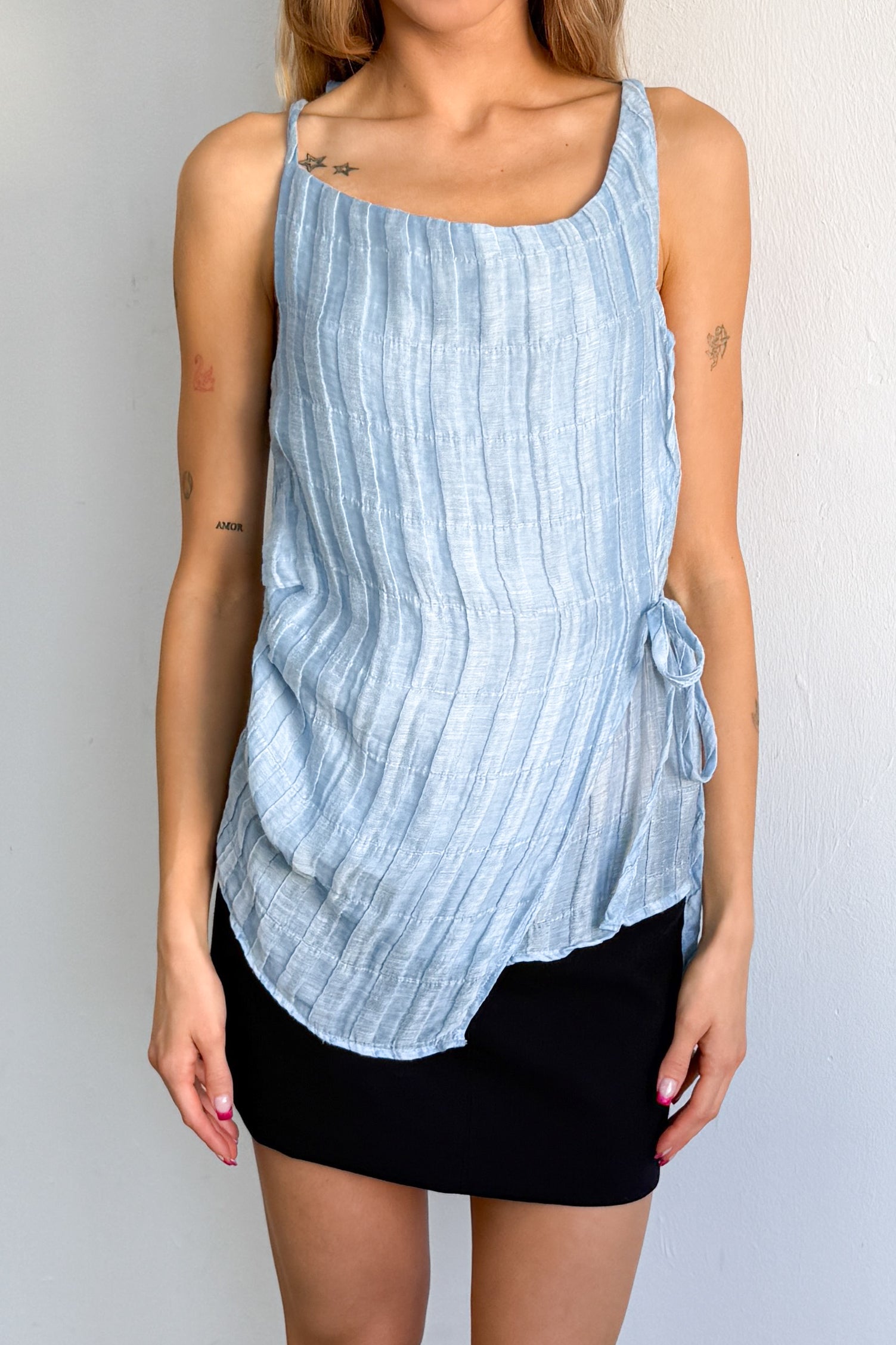 Light Blue Wrap Top Tie