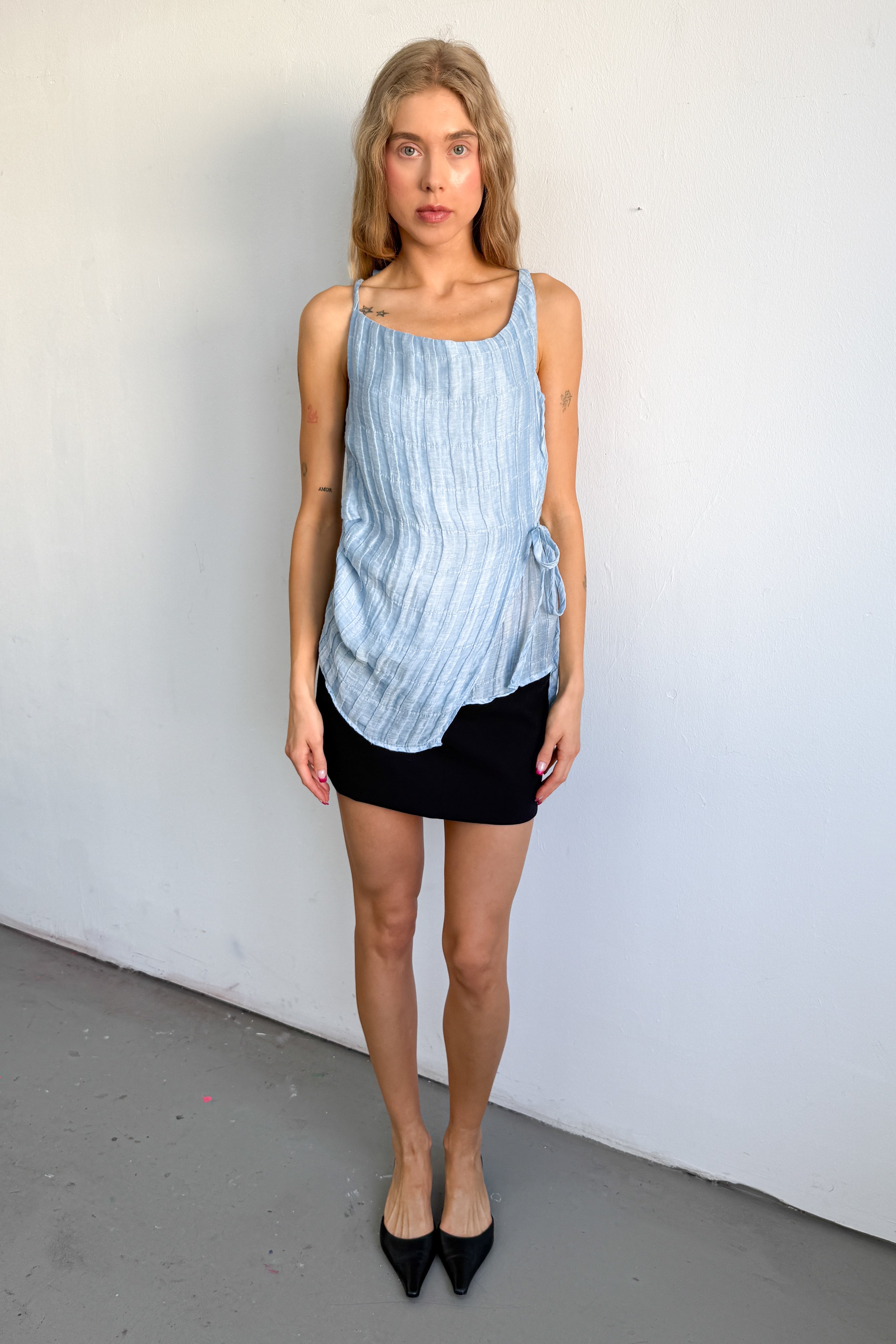 Light Blue Wrap Top Tie
