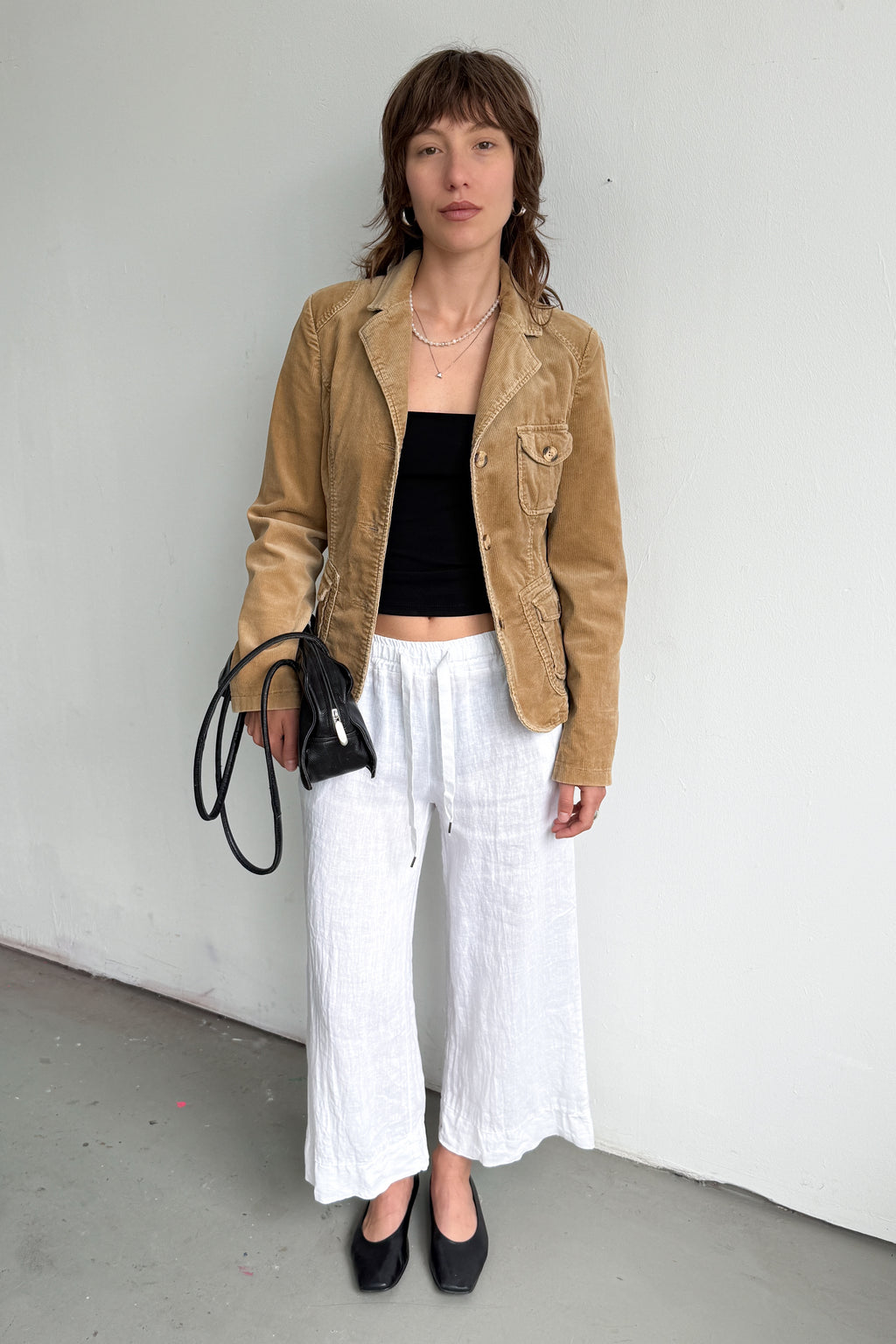 White Pants 100% Linen Made In Italy - Size M