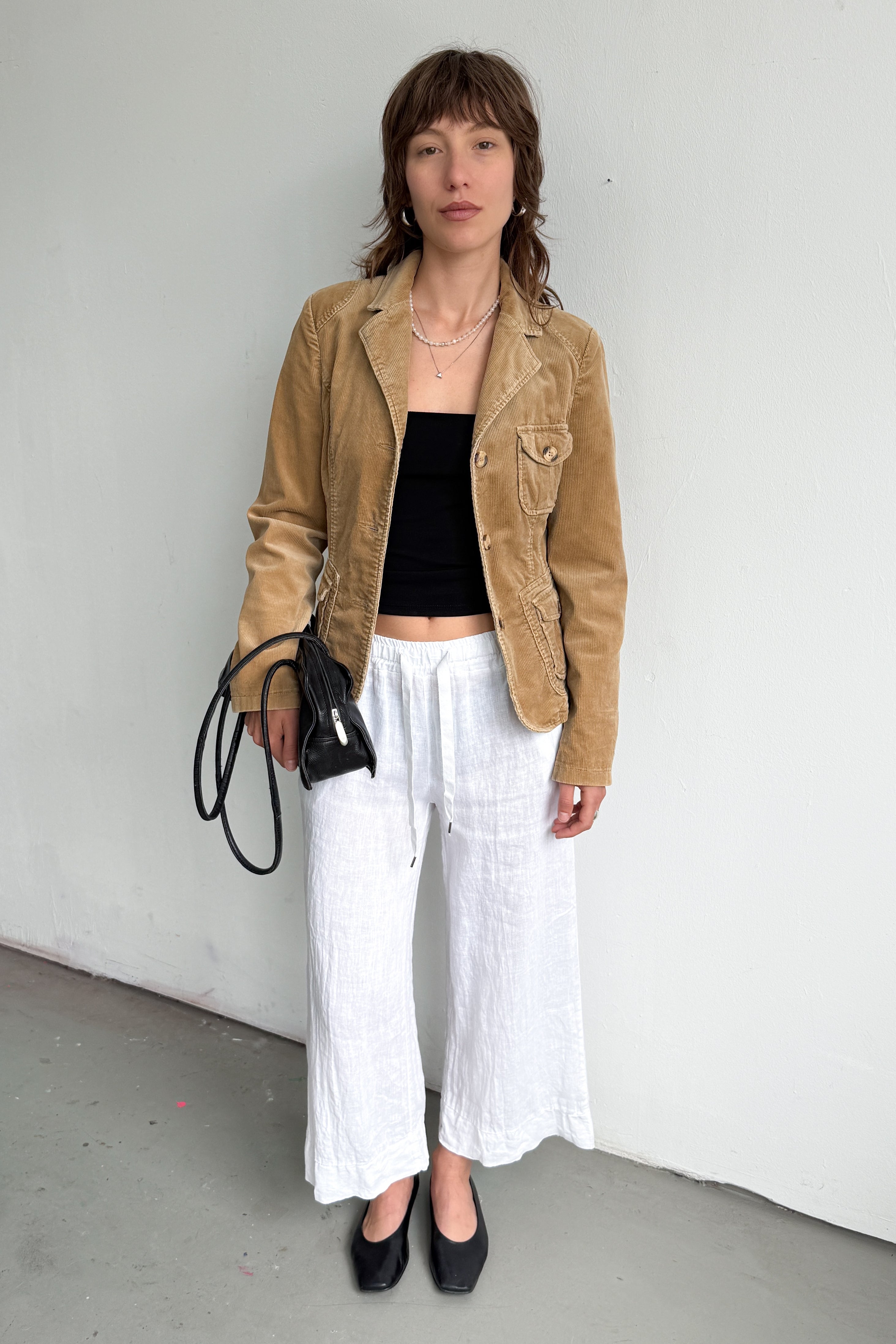 White Pants 100% Linen Made In Italy - Size M