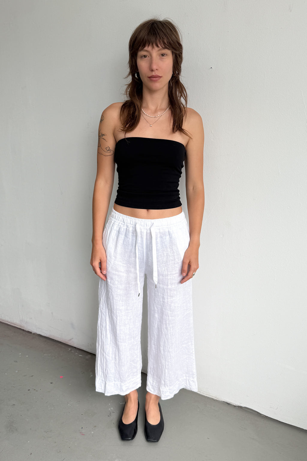 White Pants 100% Linen Made In Italy - Size M