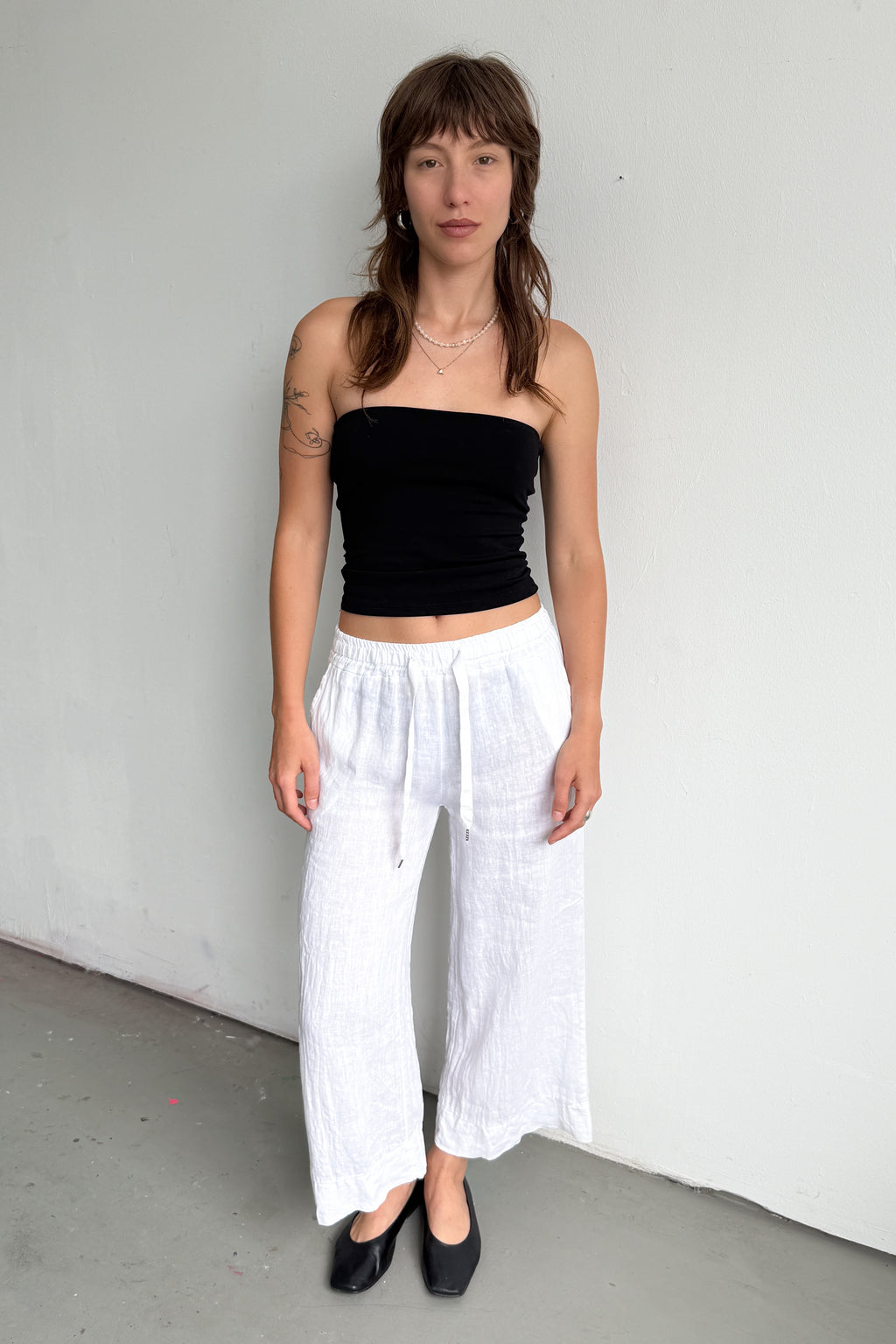 White Pants 100% Linen Made In Italy - Size M