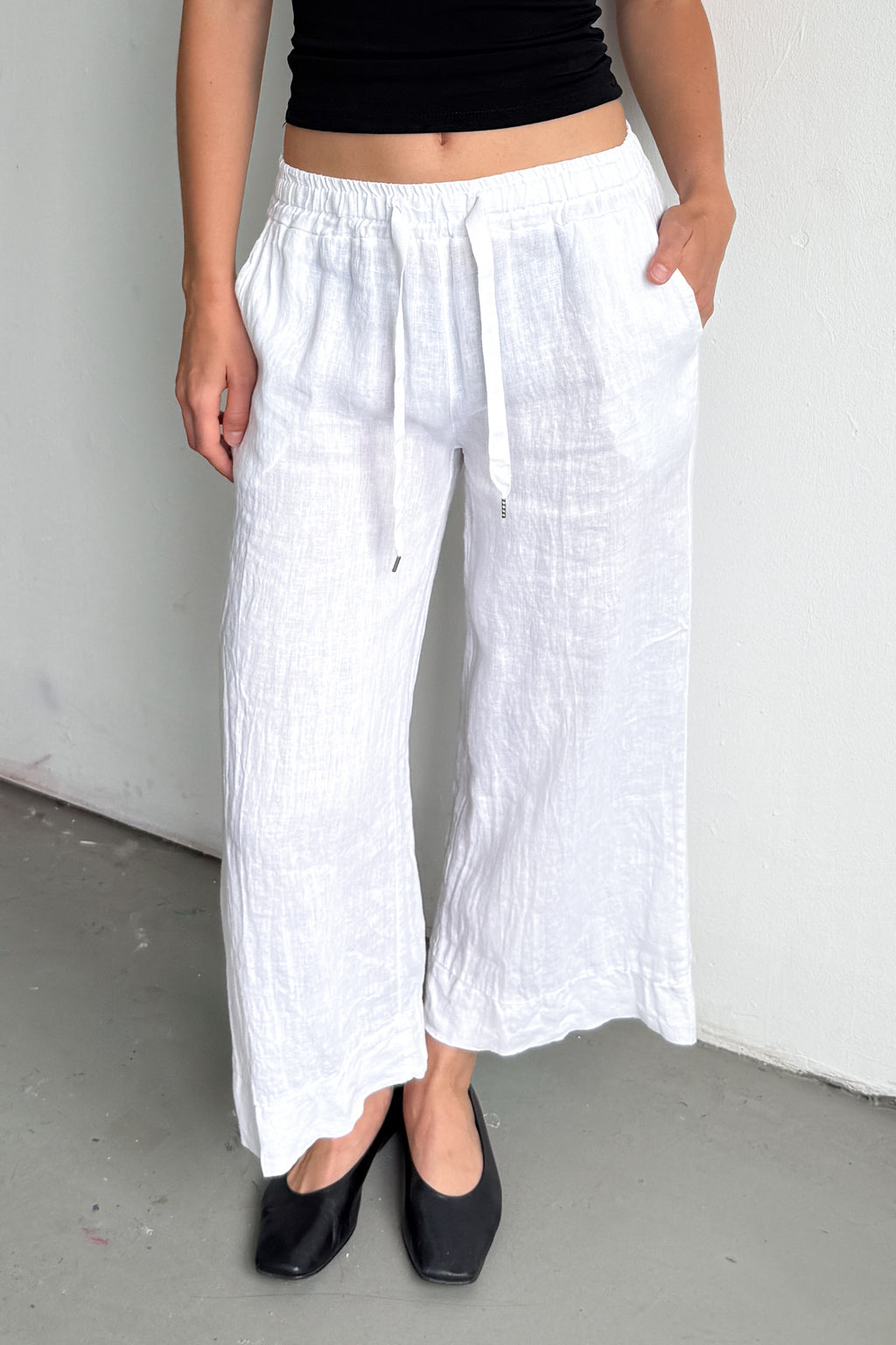 White Pants 100% Linen Made In Italy - Size M
