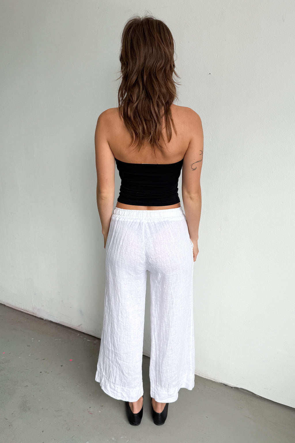 White Pants 100% Linen Made In Italy - Size M