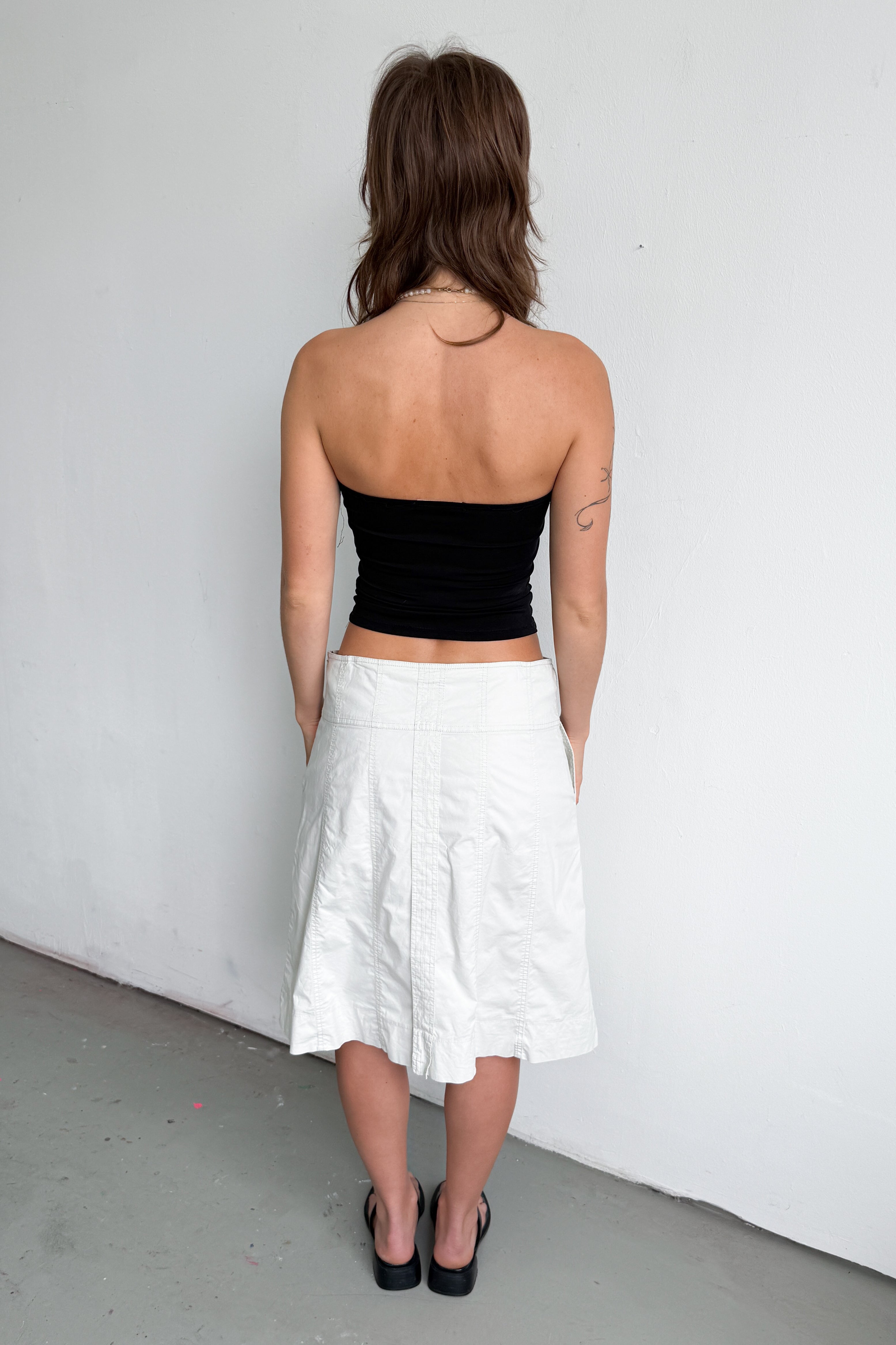 Off White/Light Beige Midi Skirt Cotton - Size L