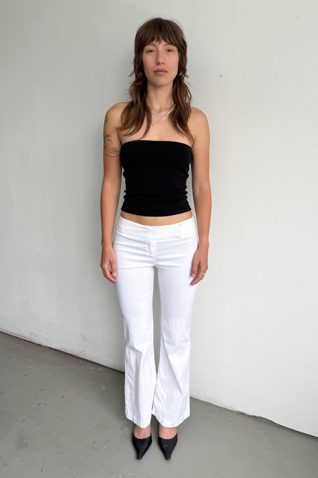 White Flare Pants Low Waist - Size S/M