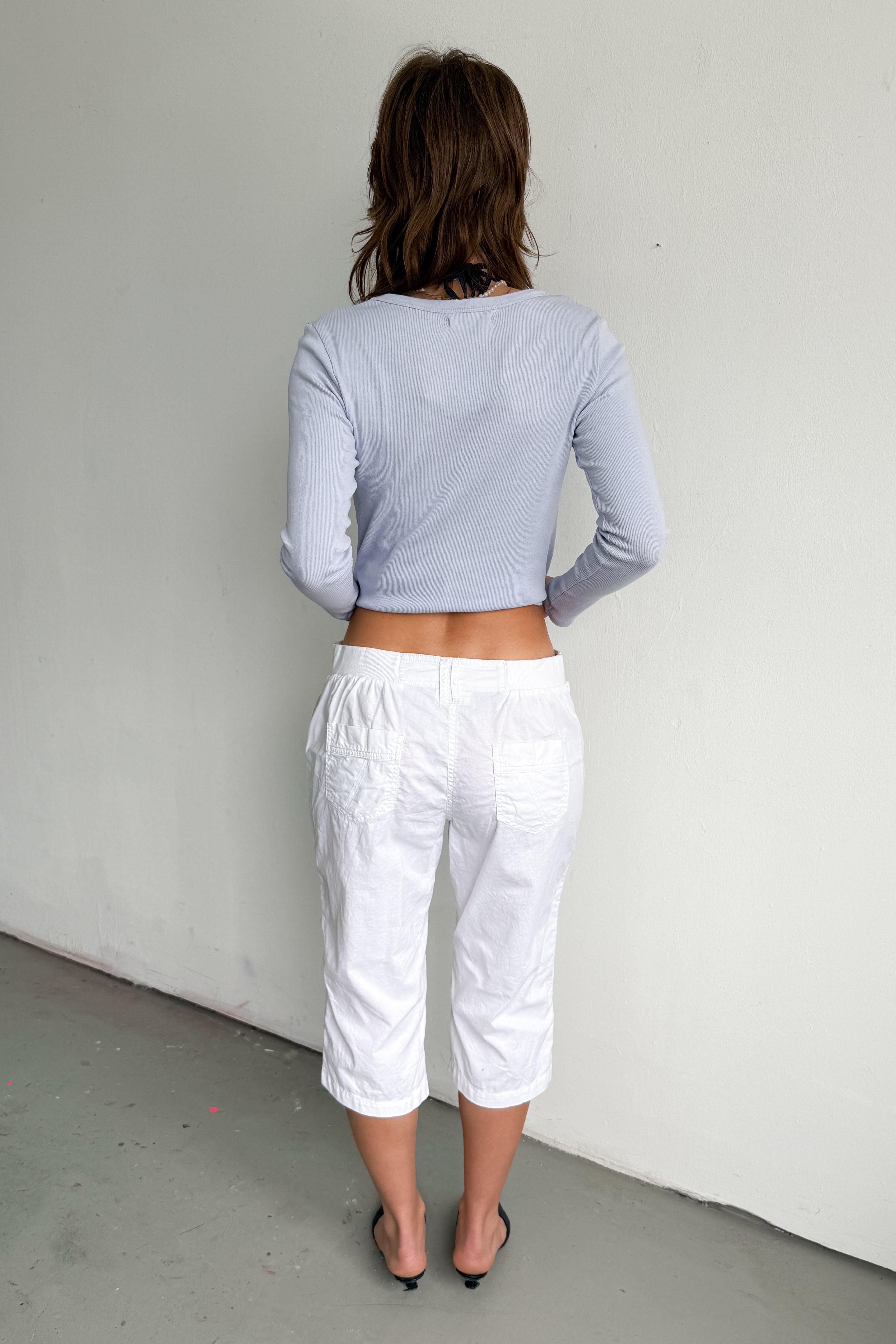 White Capri Bottoms Cotton - Size L