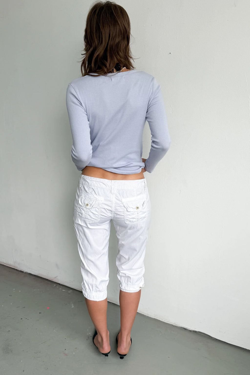 White Capri Bottoms Textured - Size M/L