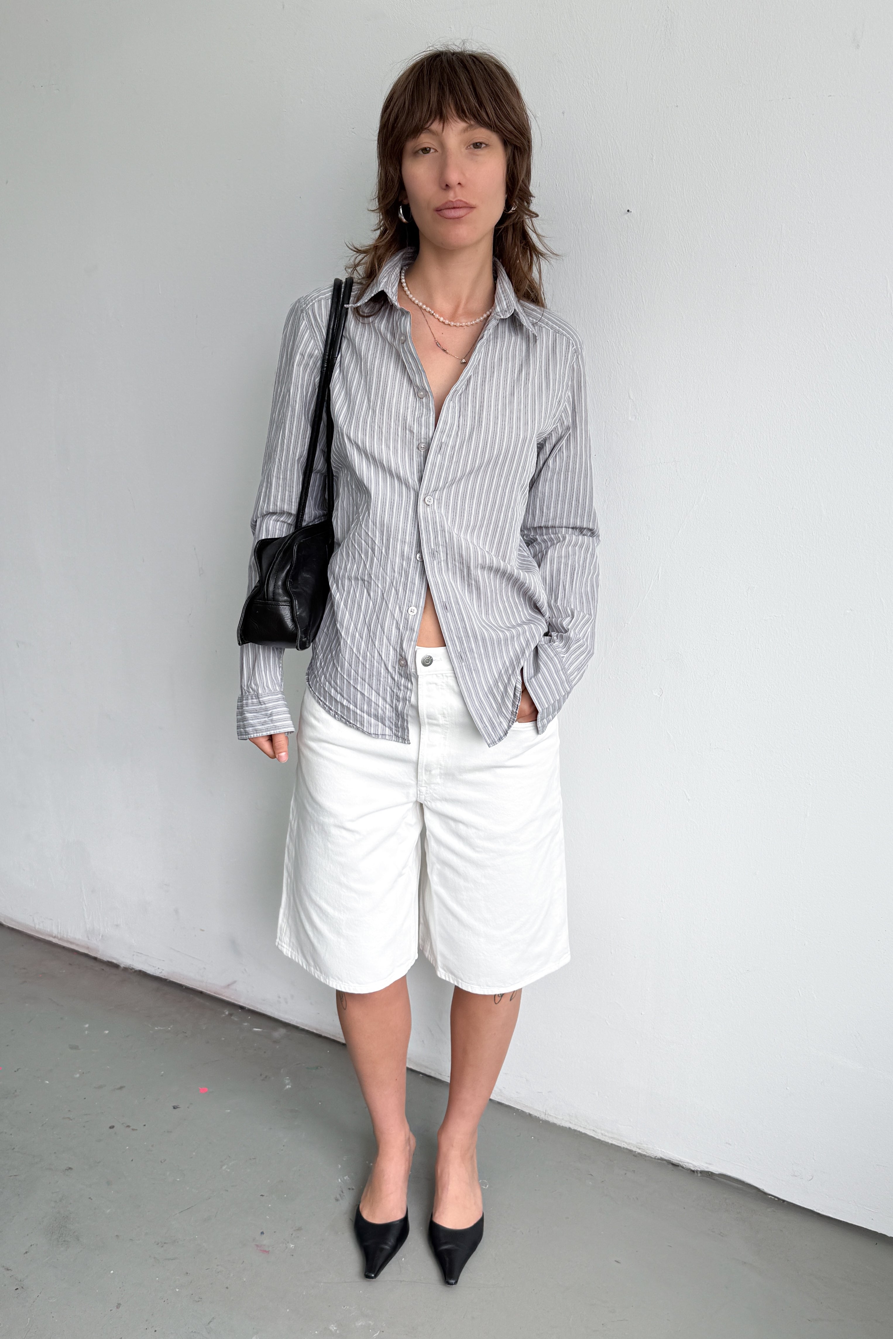Grey Tailored Shirt Stripes Calvin Klein - Size L