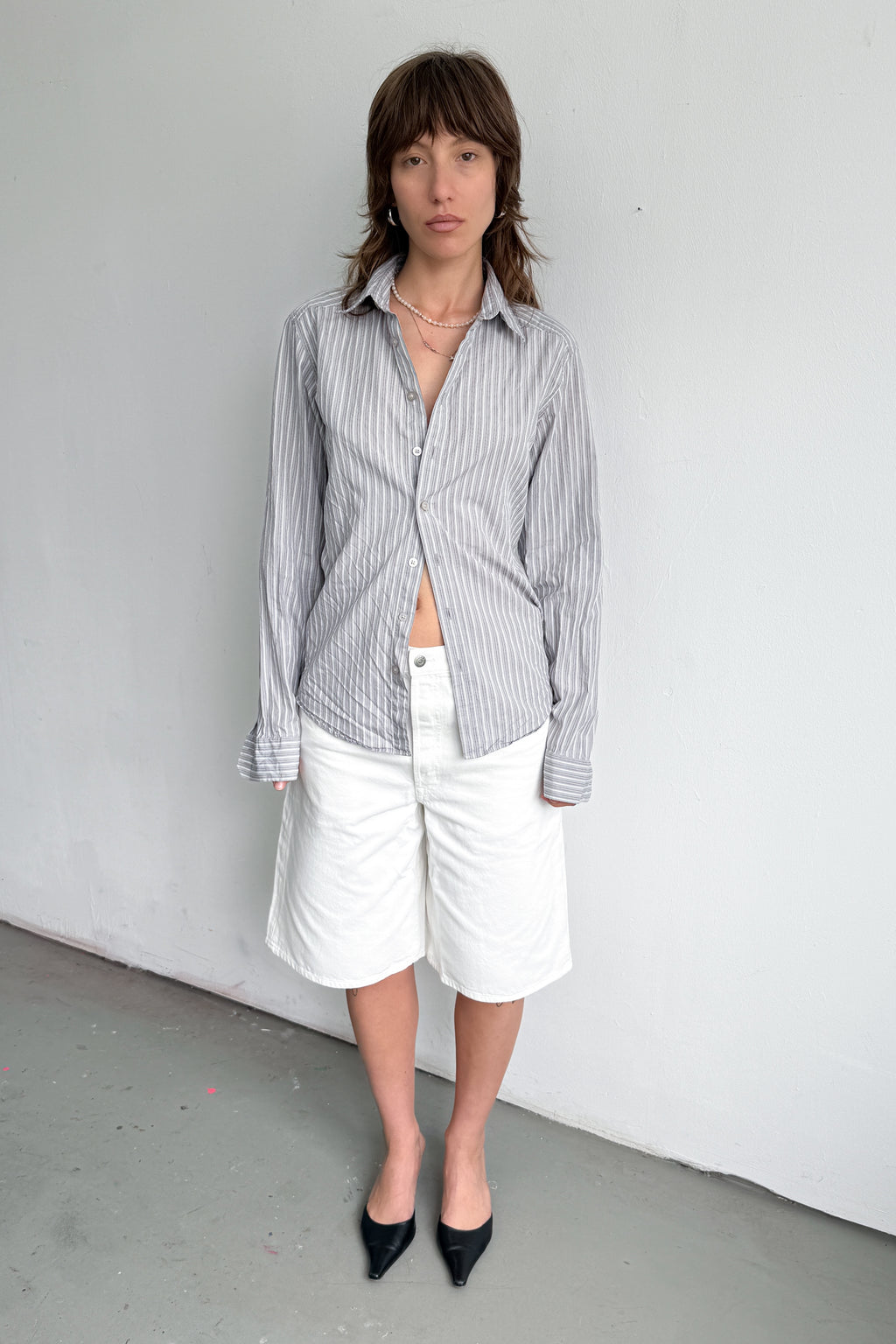 Grey Tailored Shirt Stripes Calvin Klein - Size L
