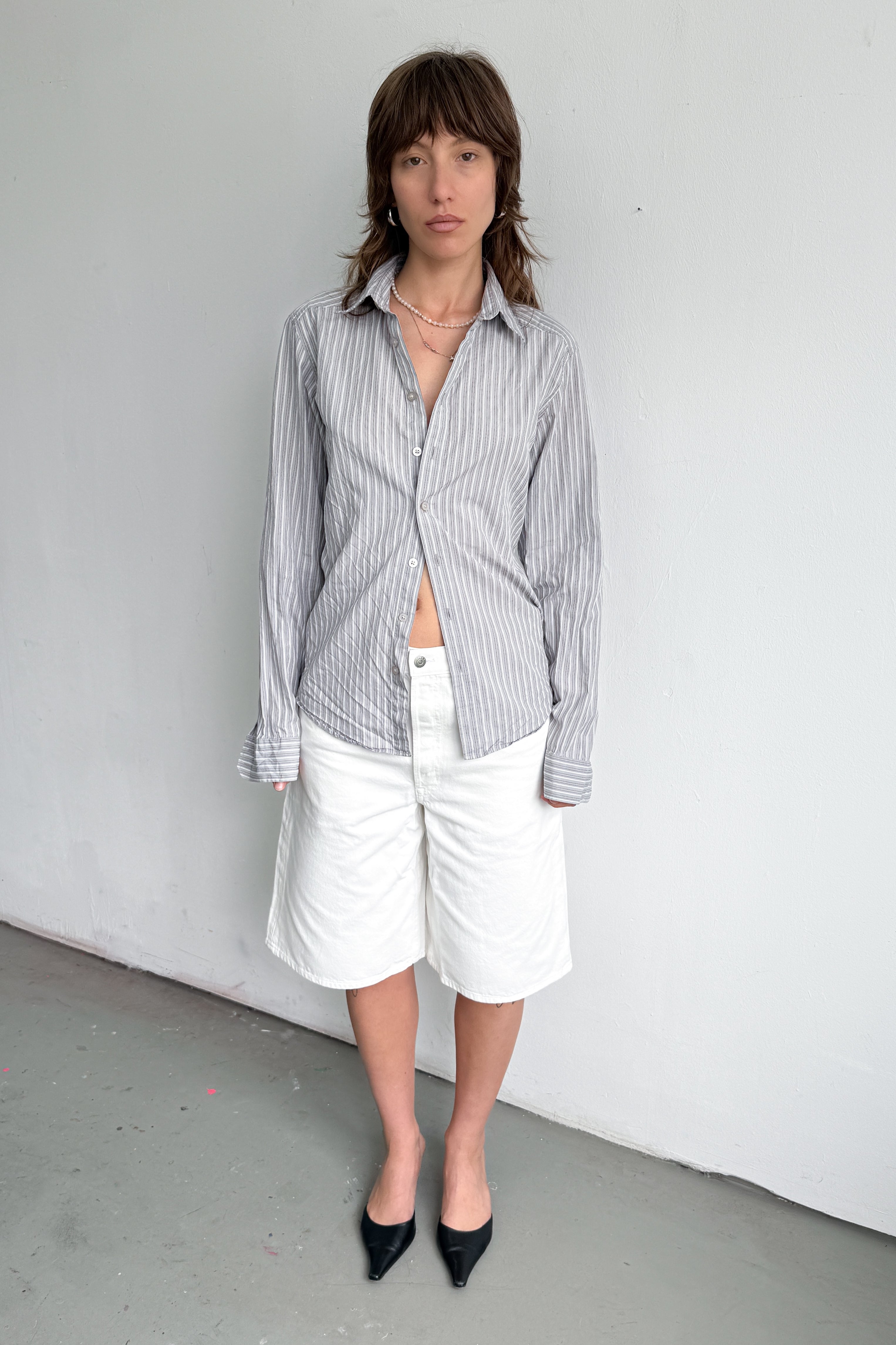 Grey Tailored Shirt Stripes Calvin Klein - Size L