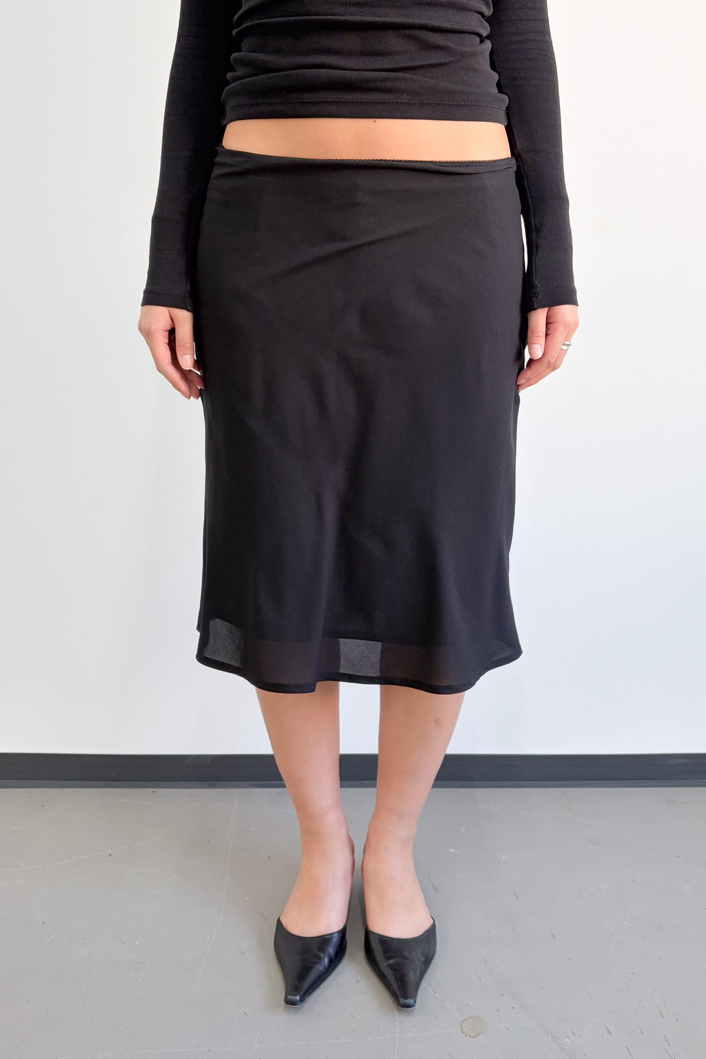 Black Flowy Midi Skirt - Size M/L