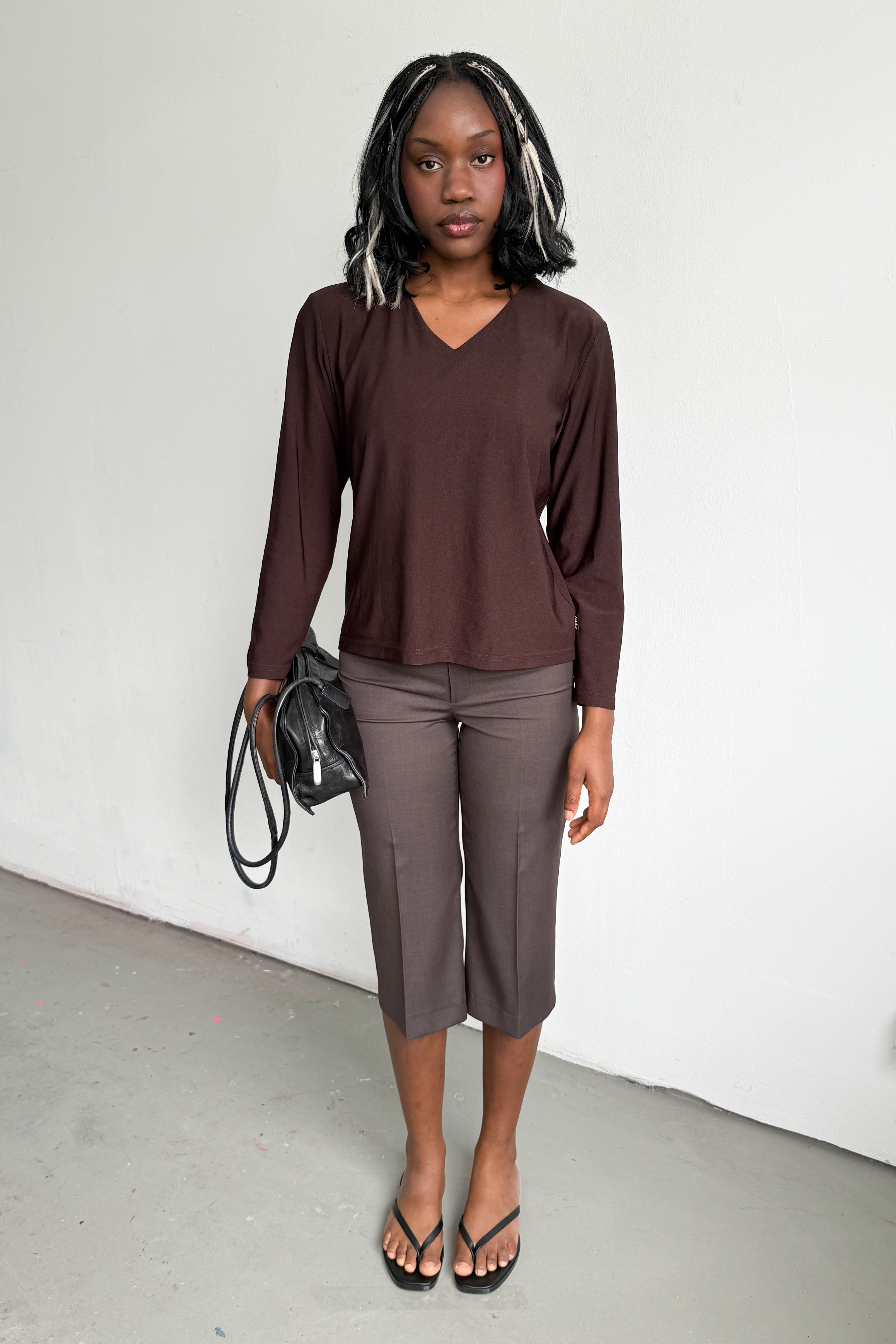 Brown Longsleeve VNeck Brown