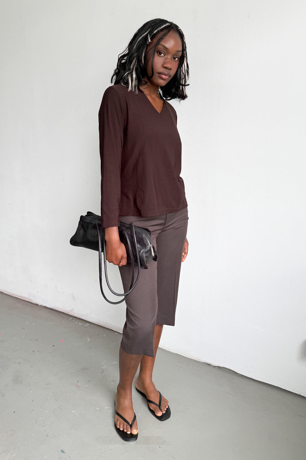 Brown Longsleeve VNeck Brown