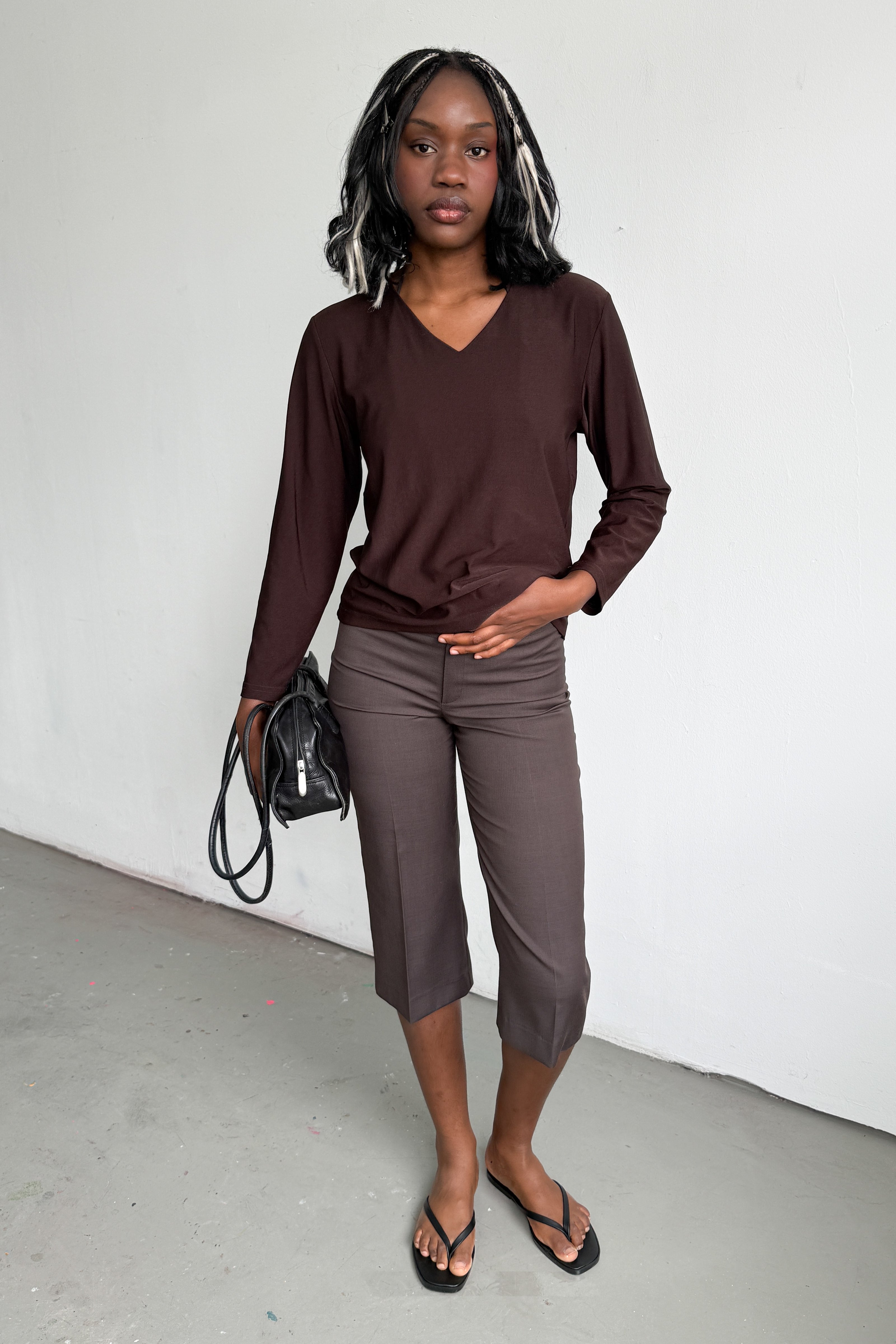 Brown Longsleeve VNeck Brown