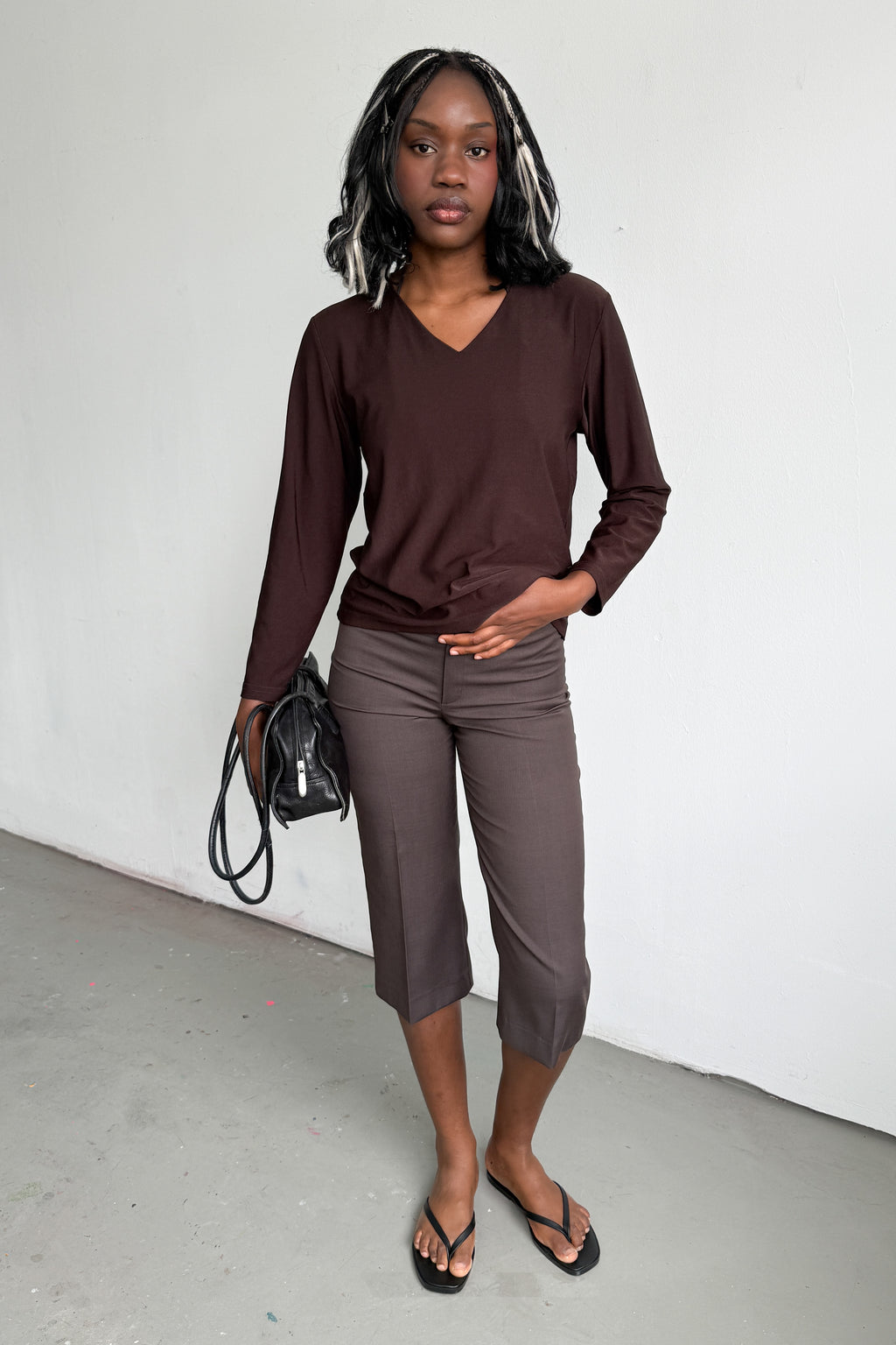 Brown Capri Mid Waist