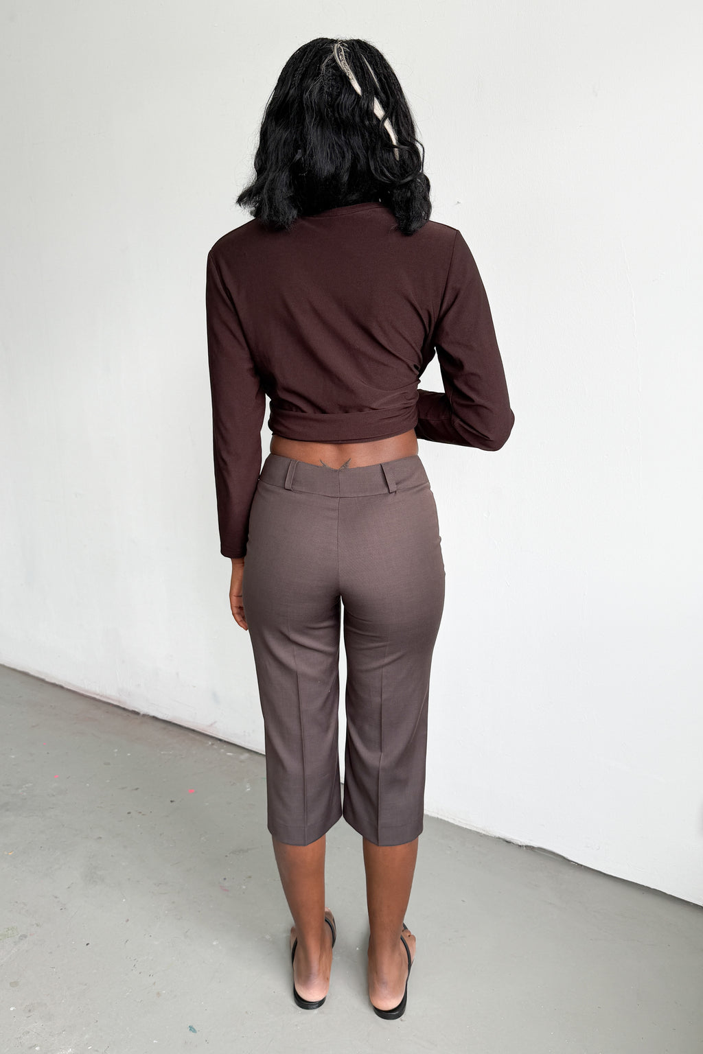 Brown Capri Mid Waist