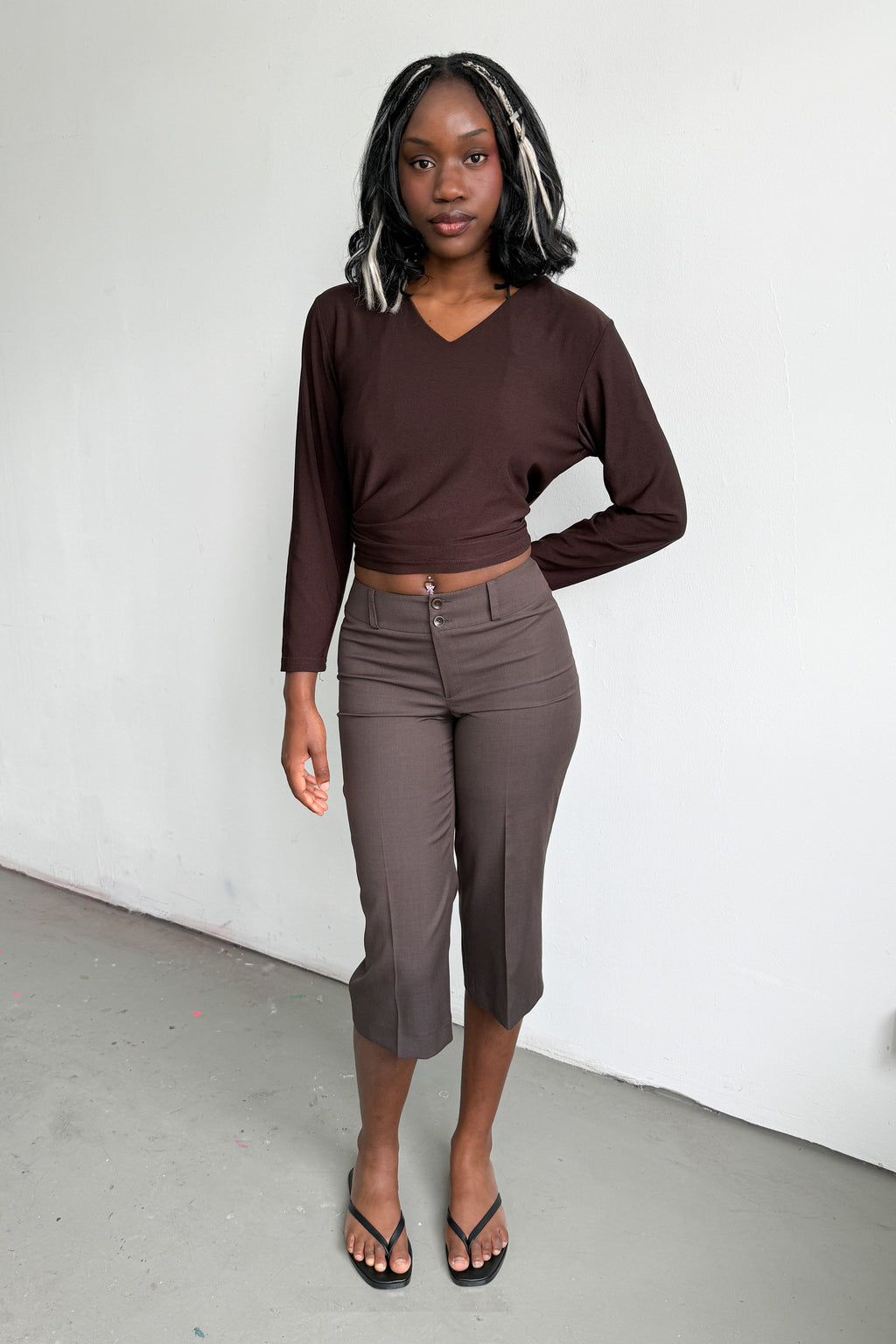 Brown Capri Mid Waist