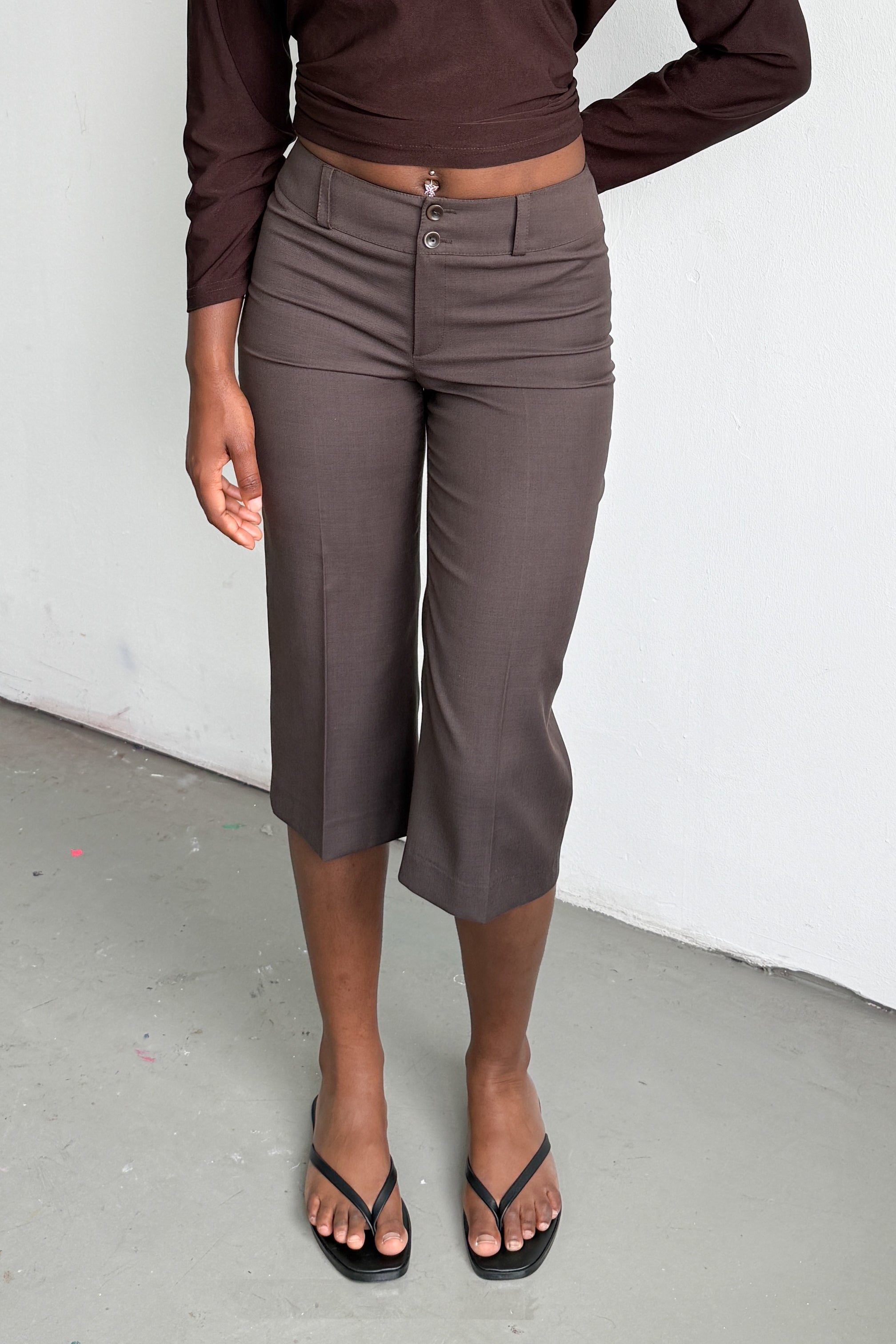 Brown Capri Mid Waist
