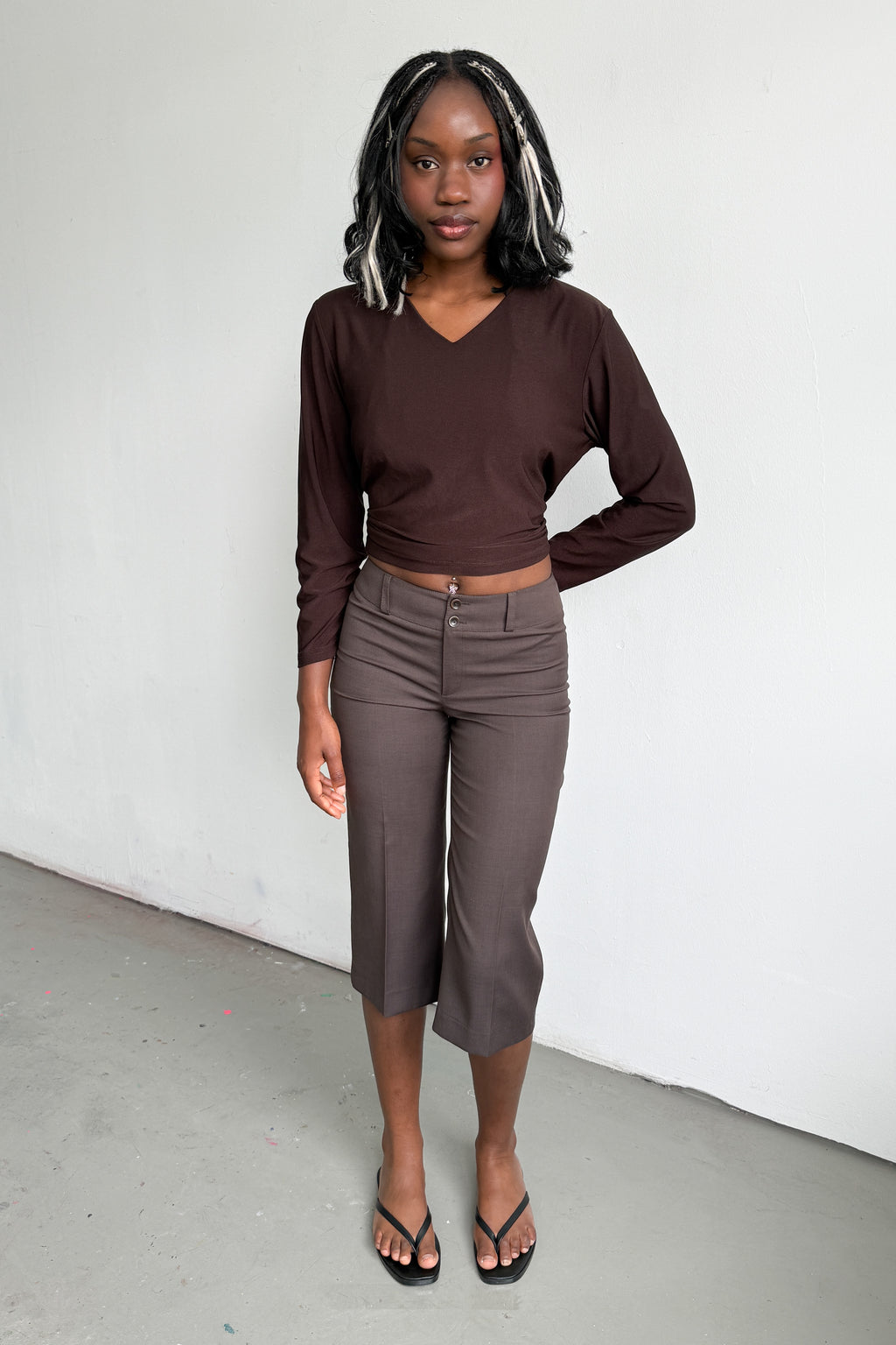 Brown Capri Mid Waist