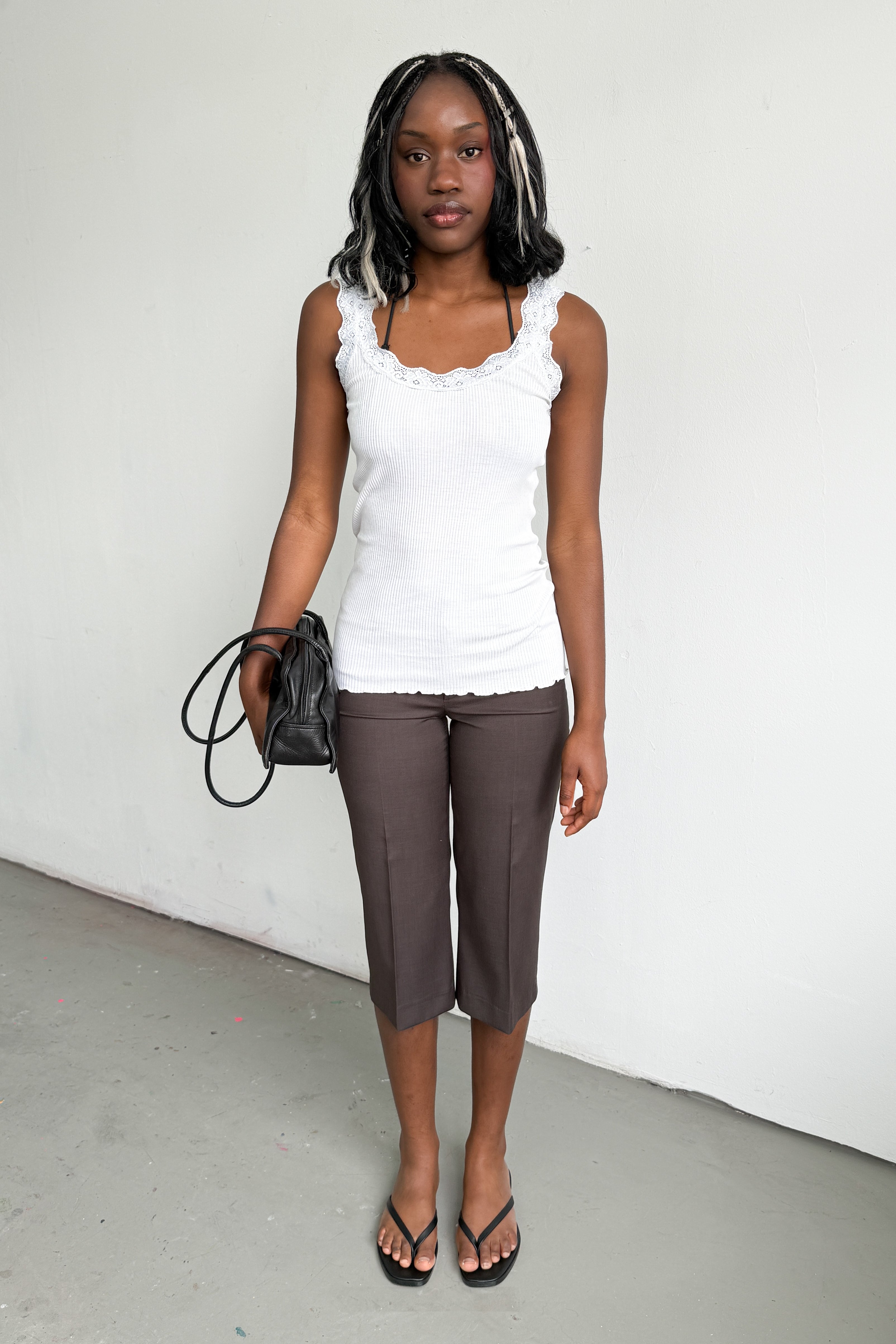 Tank Top Lace Ribbed Light Blue