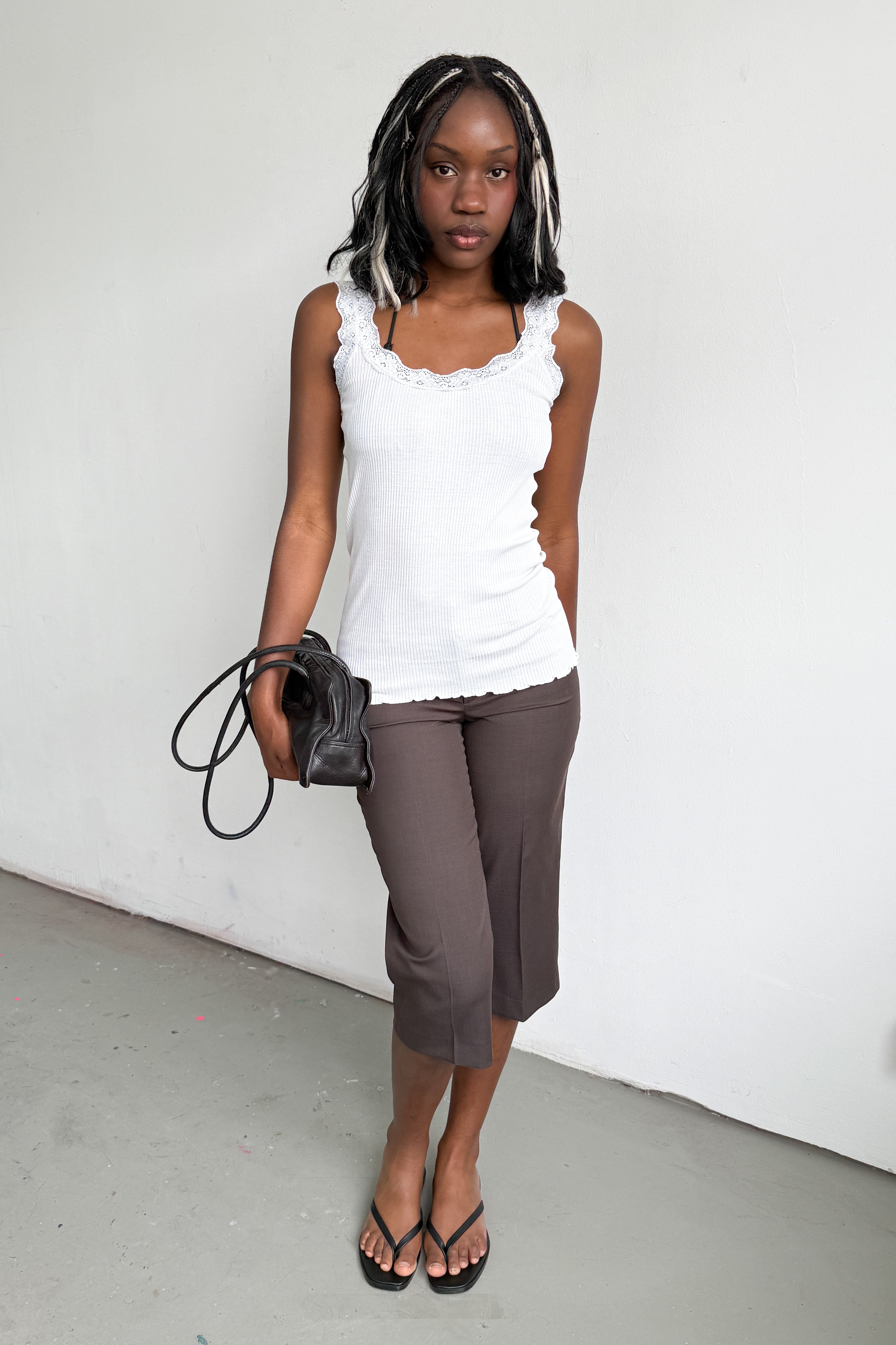 Tank Top Lace Ribbed Light Blue