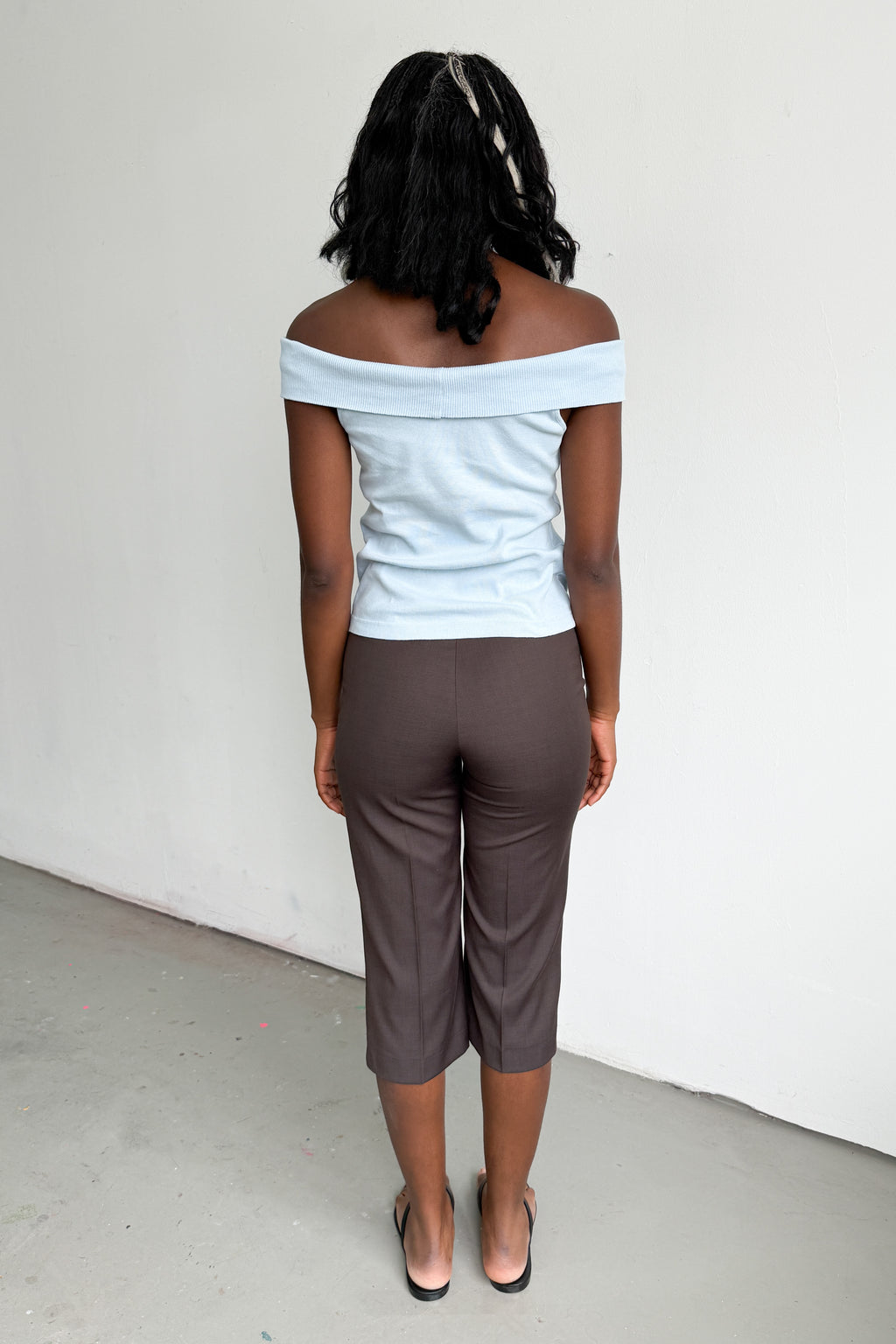 Off Shoulder Light Blue Cotton Jersey Top