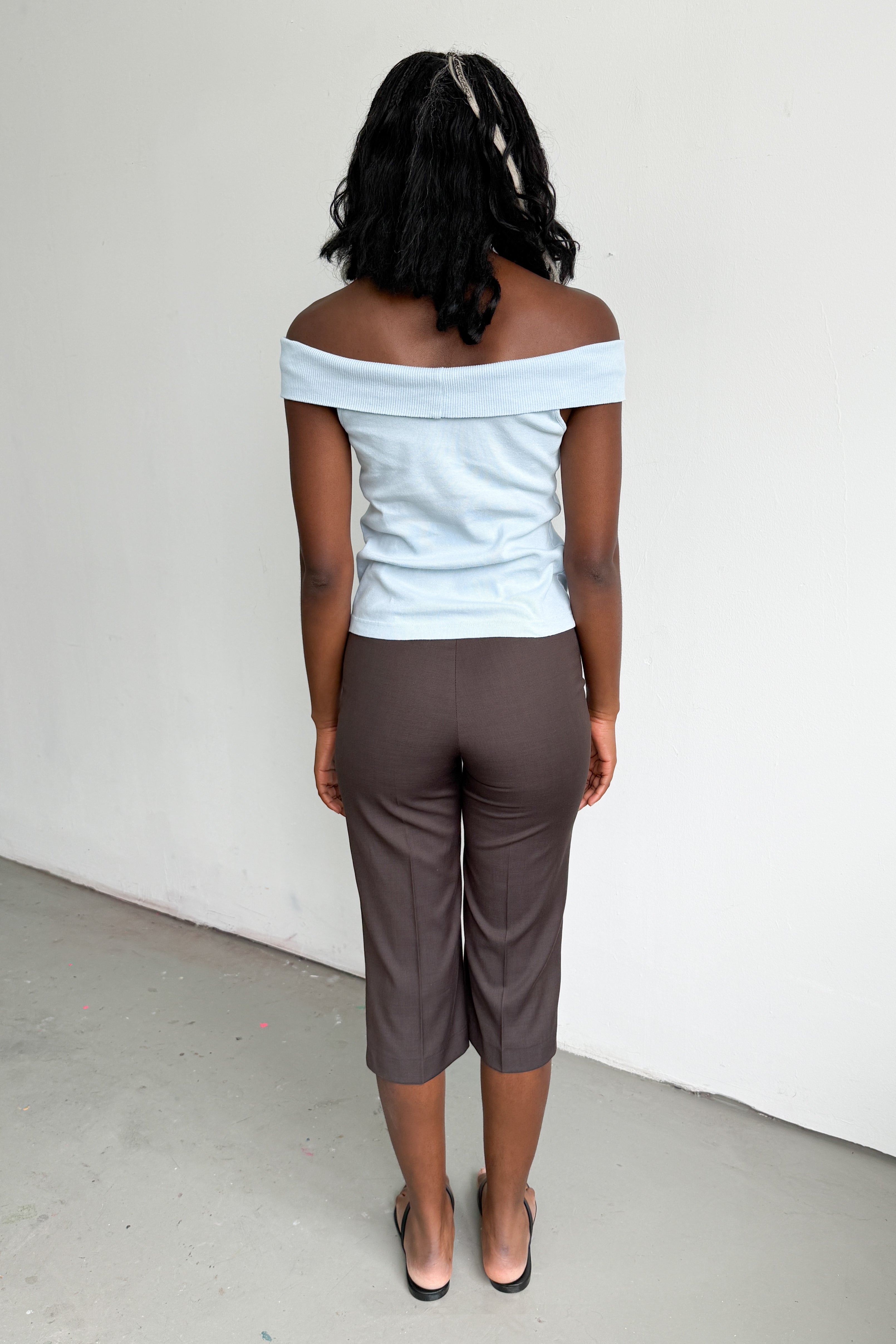 Off Shoulder Light Blue Cotton Jersey Top
