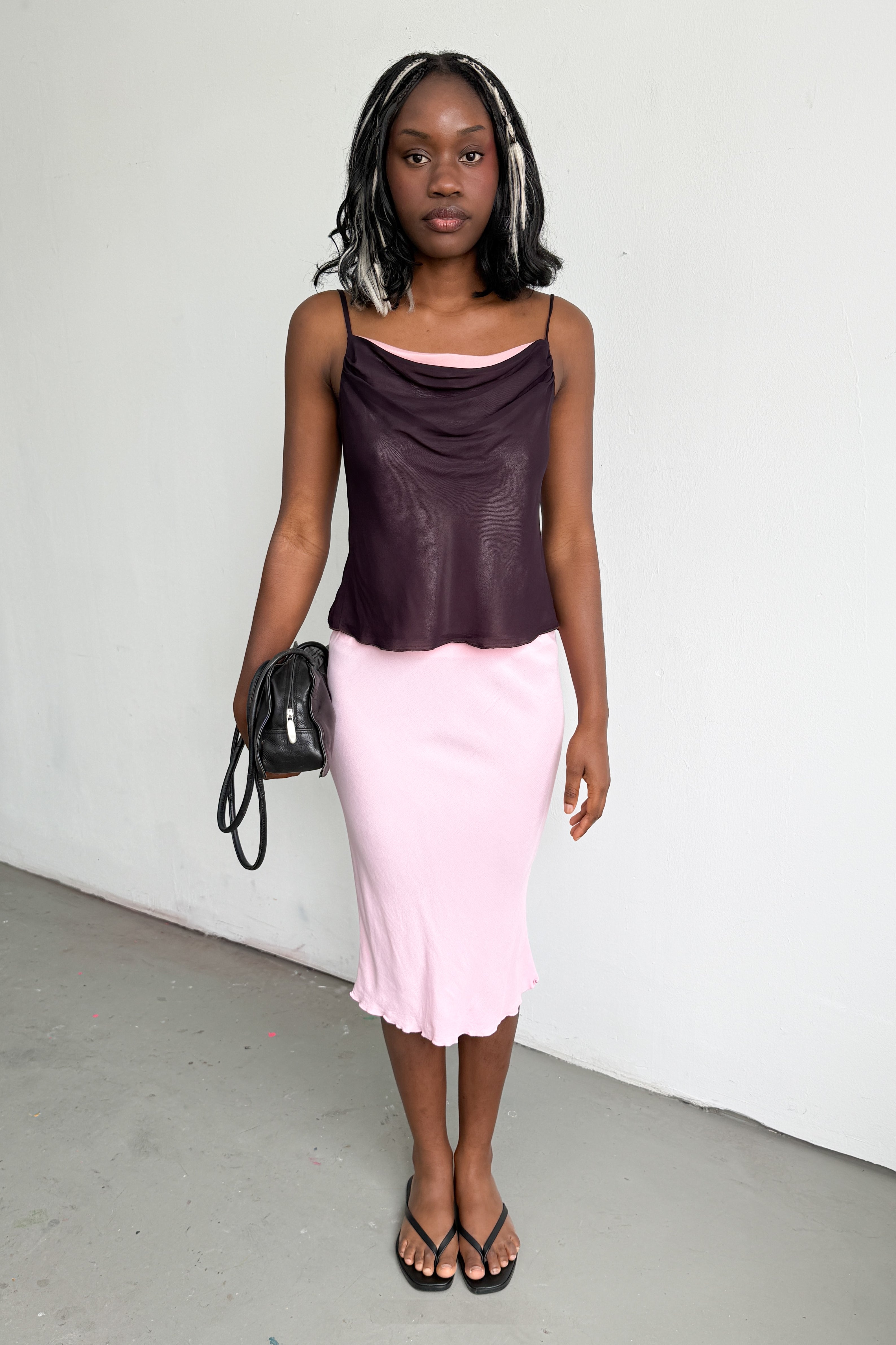 Strap Top Waterfall Wine Red/Pink Lining