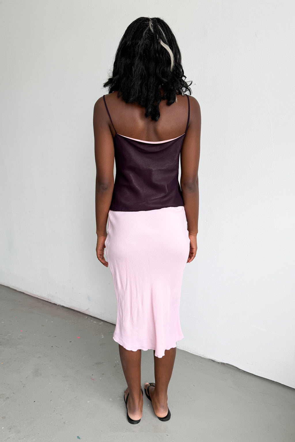 Strap Top Waterfall Wine Red/Pink Lining