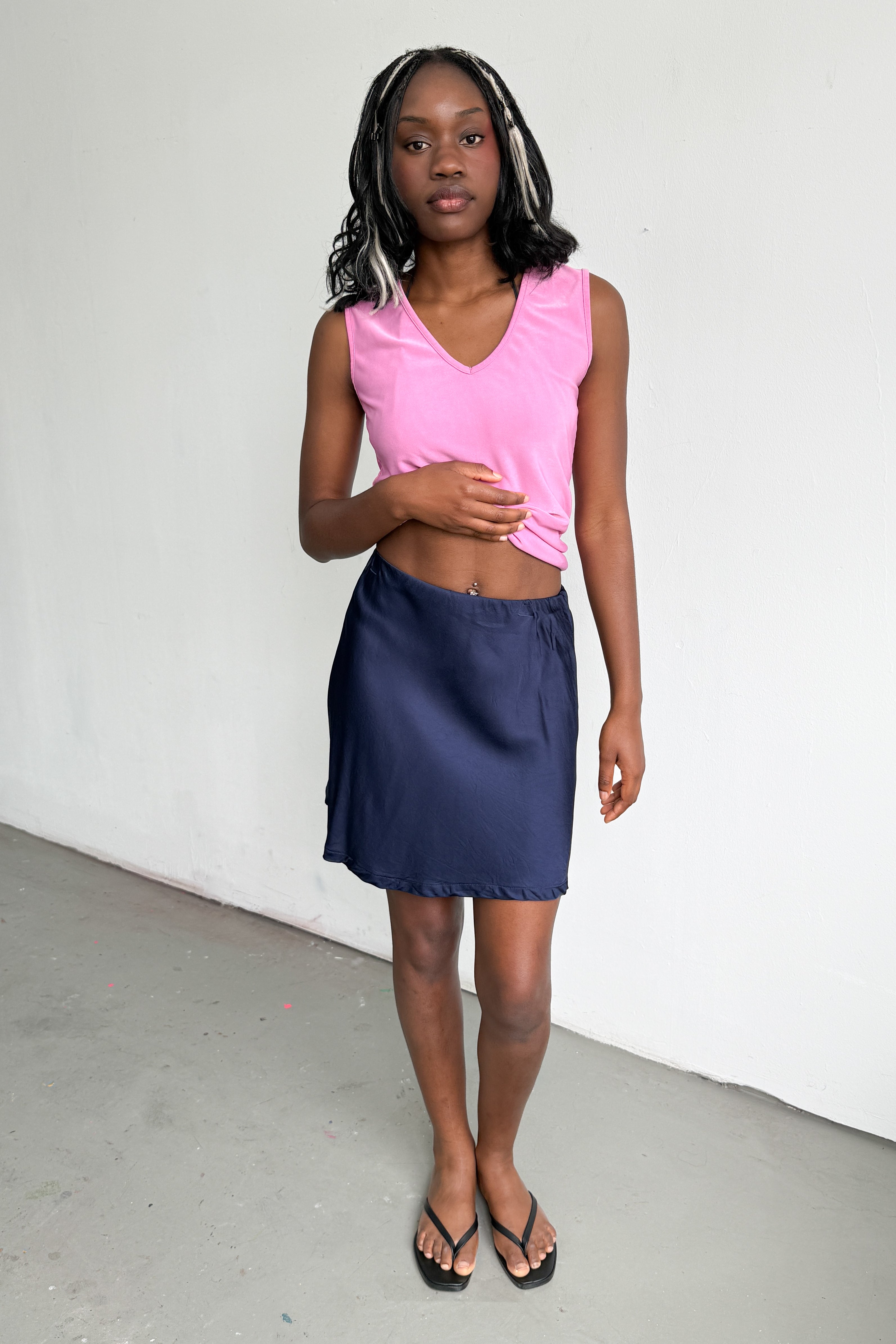 Dark Blue Flowey Skirt