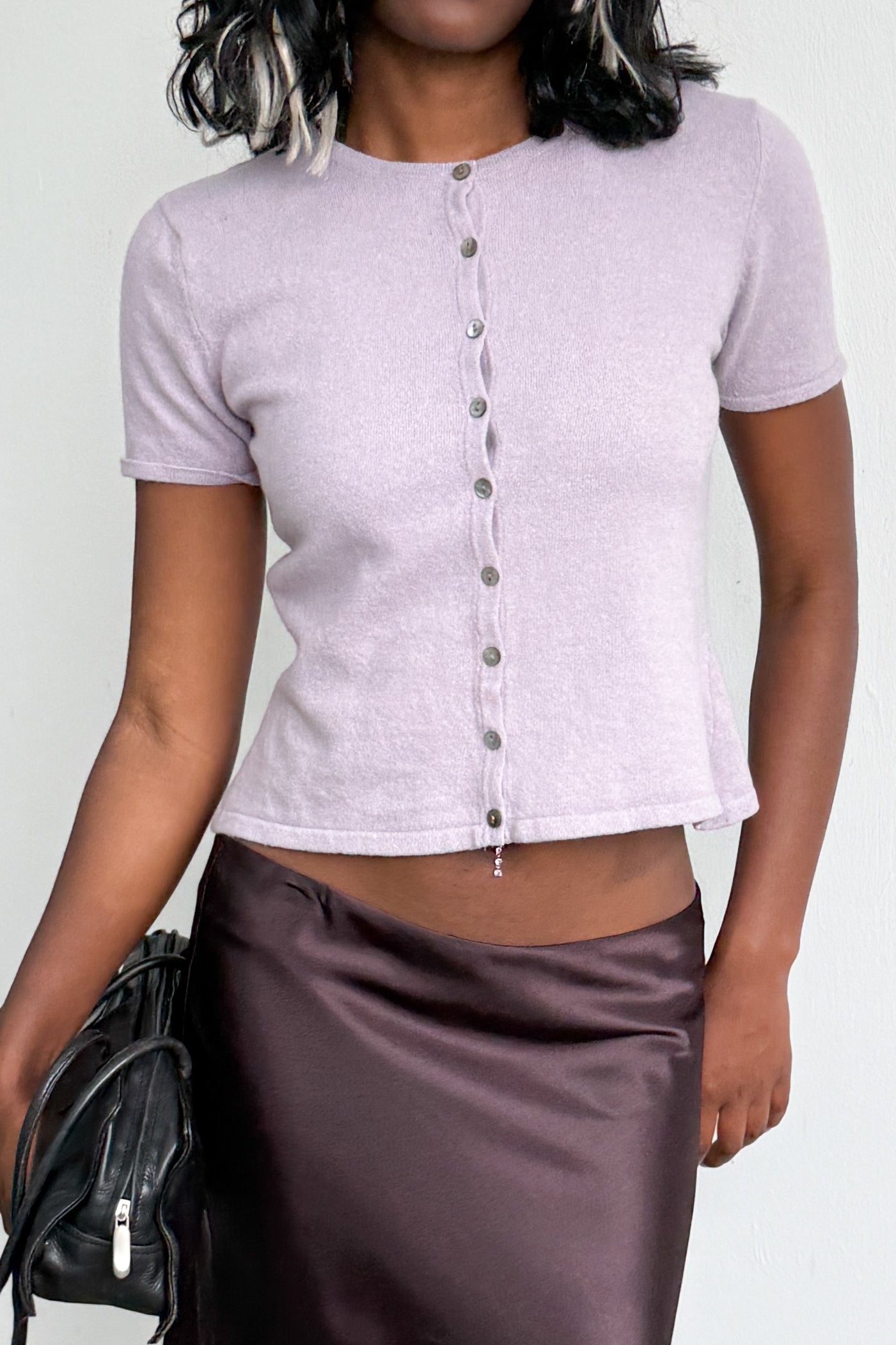 Purple Short Sleeve Cardigan