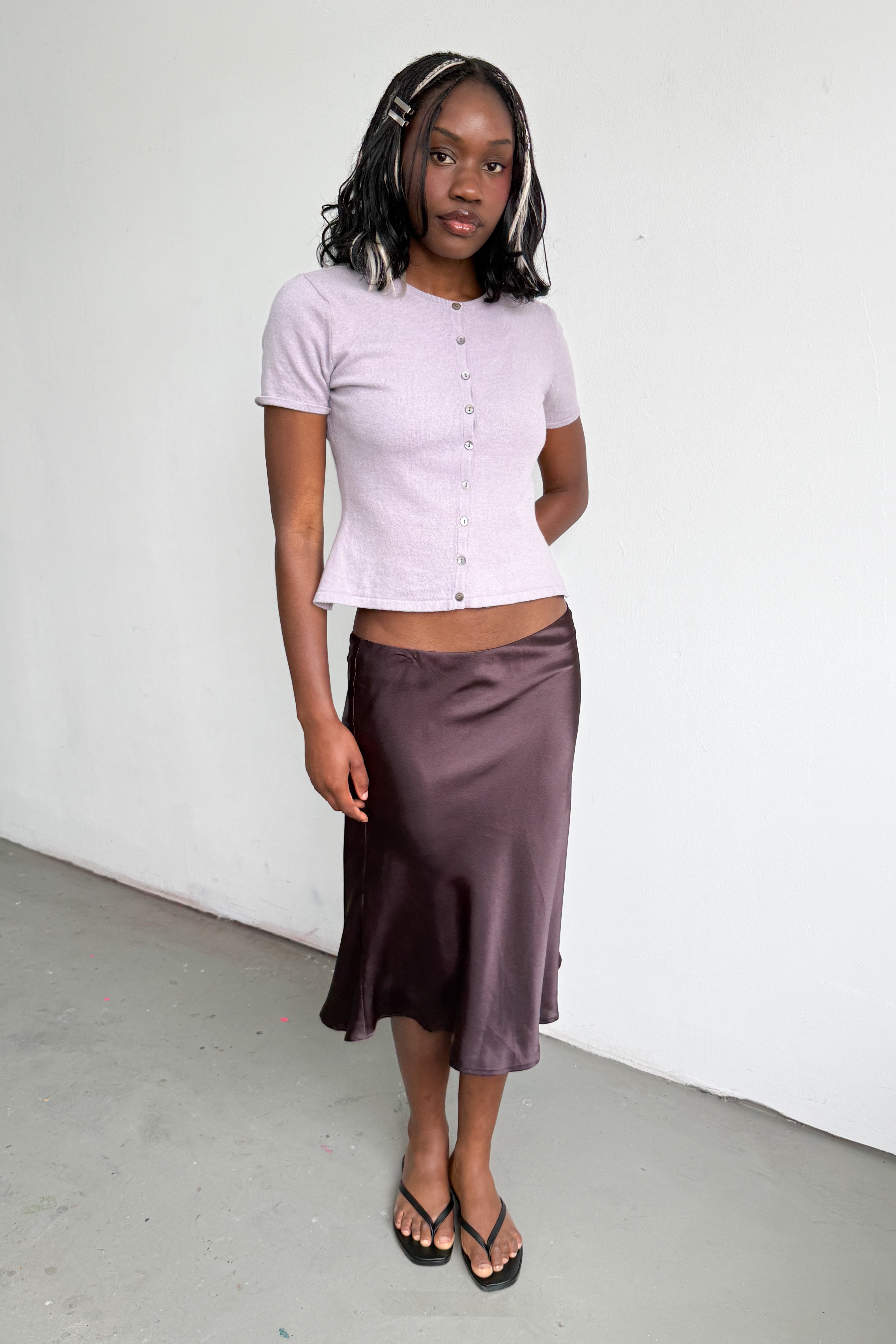 Purple Short Sleeve Cardigan